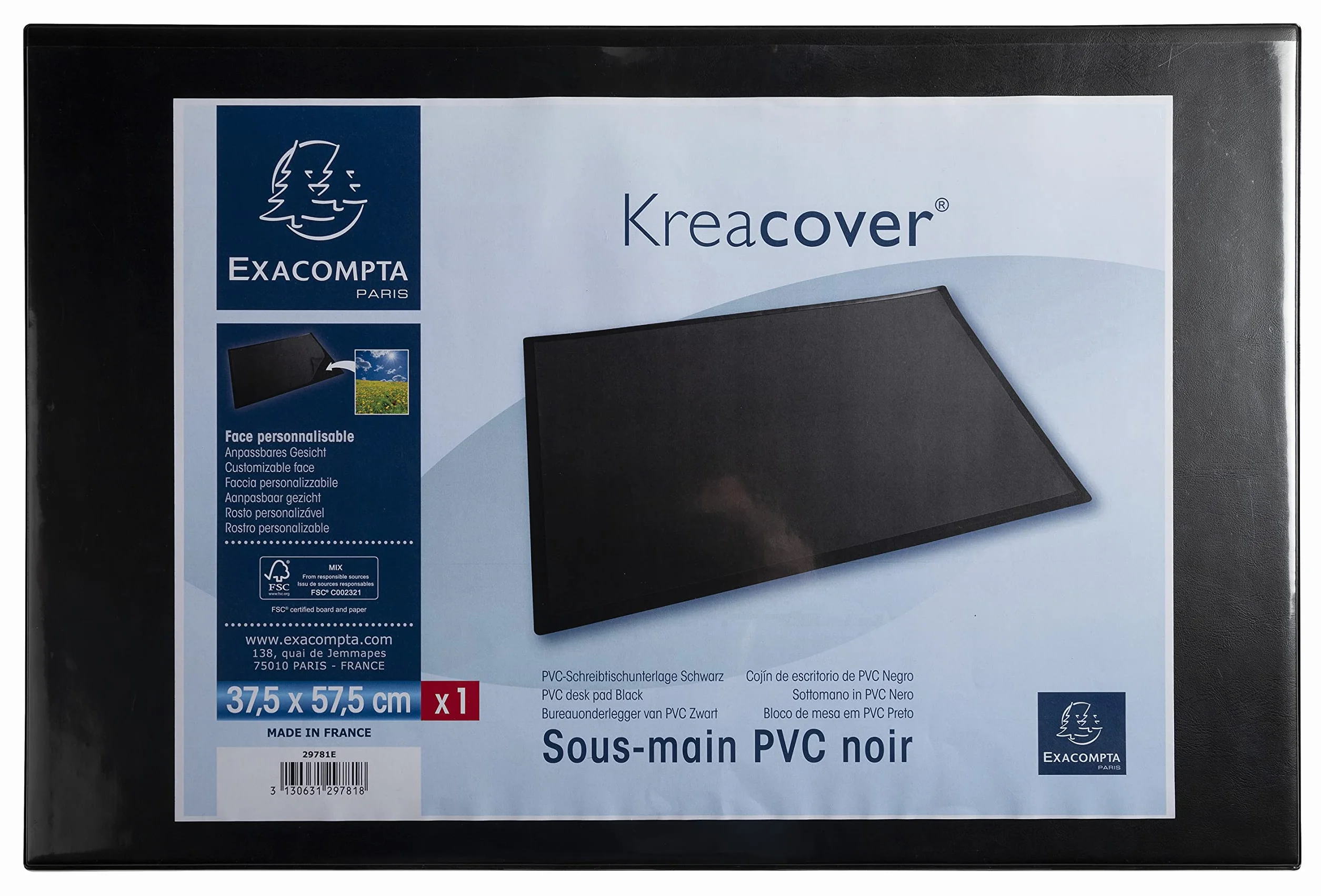 Exacompta Kreacover podkładka pod mysz czarna kartonowa twarda personalizowalna PVC