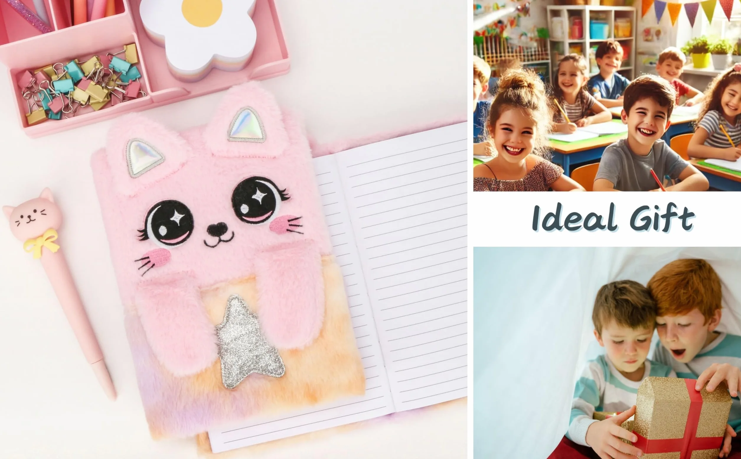 Cahier A5 Chat Rose Carnet Oreilles Pattes Pliables 160 Pages Lignées