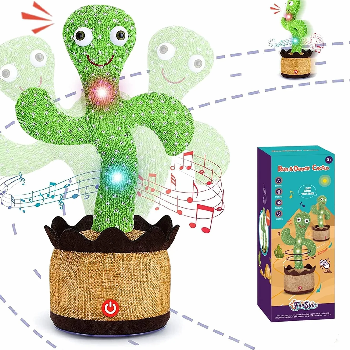 SHAVINGFUN Cactus Parlant en Peluche - Jouet éducatif avec enregistrement vocal pour bébés
