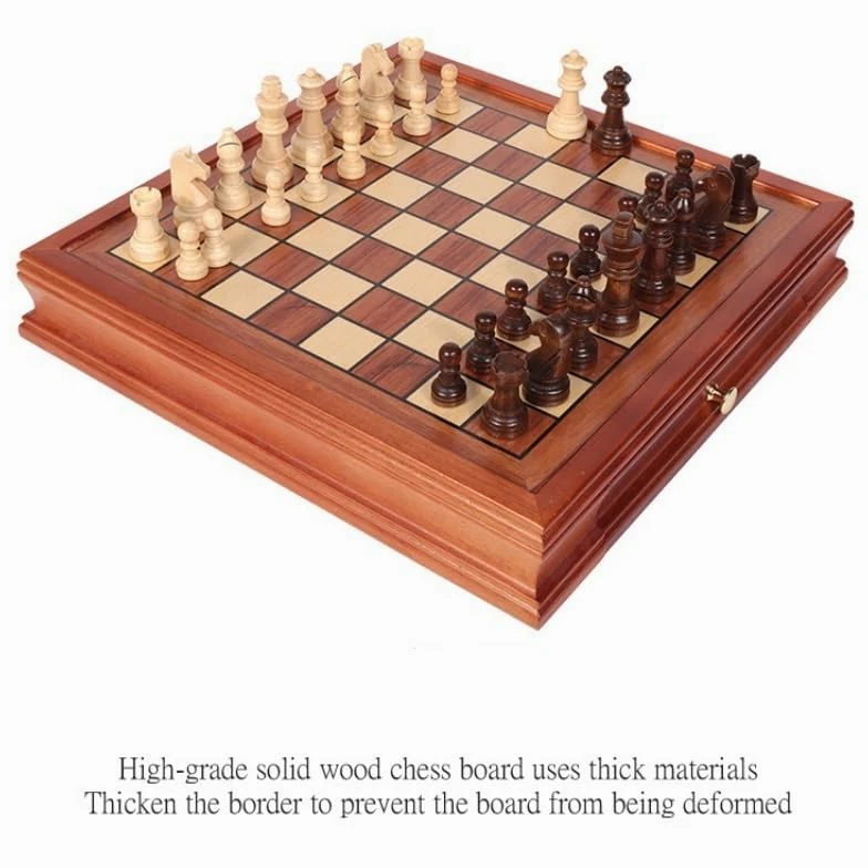 echiquier Jeu d'échecs magnétique en Bois de 12,8 Pouces, 2 tiroirs de Rangement intégrés, 2 Reines supplémentaires, Jeux de société Classiques for Enfants et Adultes echecs Jeu