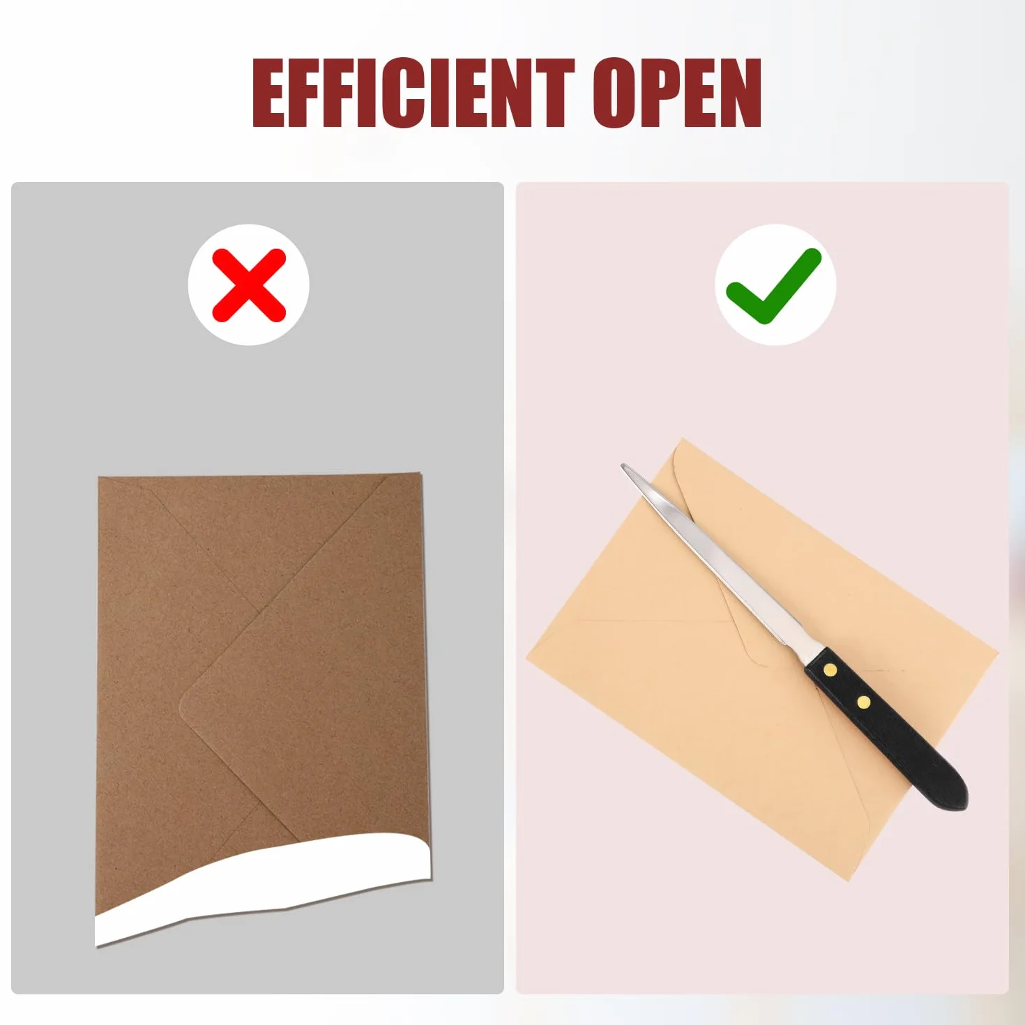 Lot de 2 Ouvre-Lettres en Acier Inoxydable avec Manche en Bois, Ouvre-Enveloppes Multifonctions