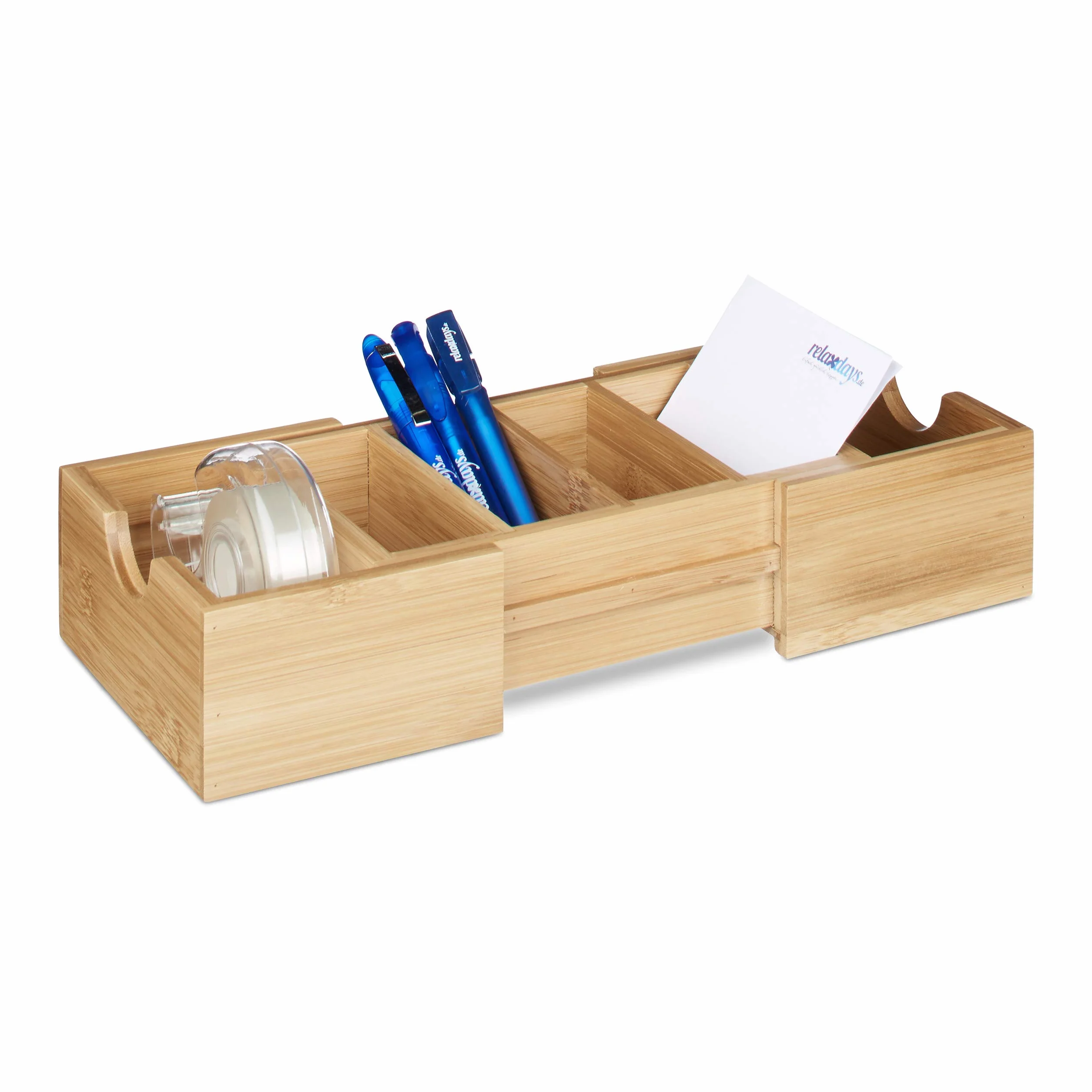 Relaxdays Porte cartes de visite A8 bambou ajustable 5,5 x 13 x 30 cm nature