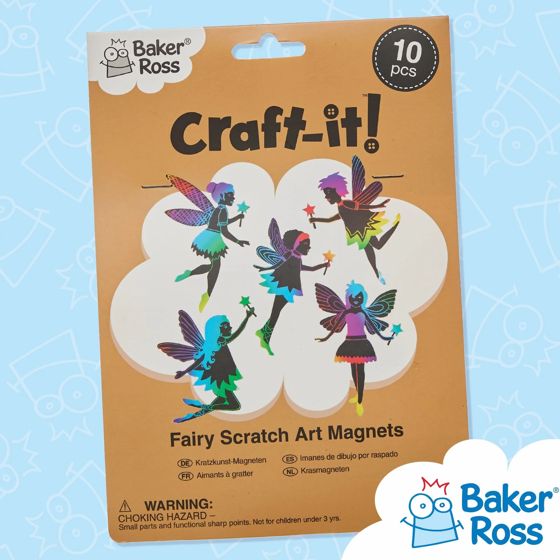 Baker Ross Fées aimantées à gratter Lot de 10 Loisirs créatifs enfants