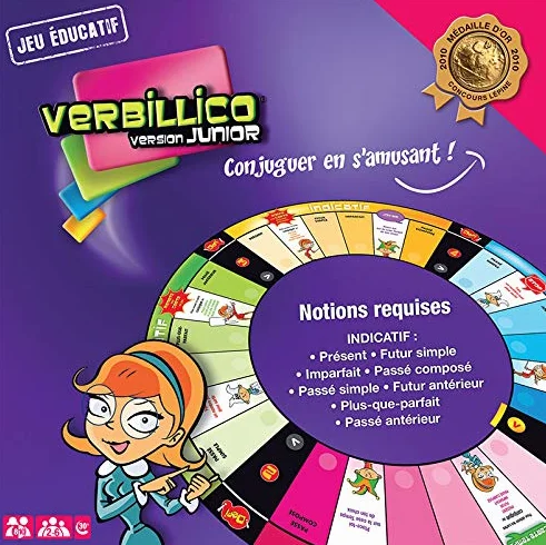 Verbillico Junior Jeu de société éducatif conjugaison 8 Ans et Plus