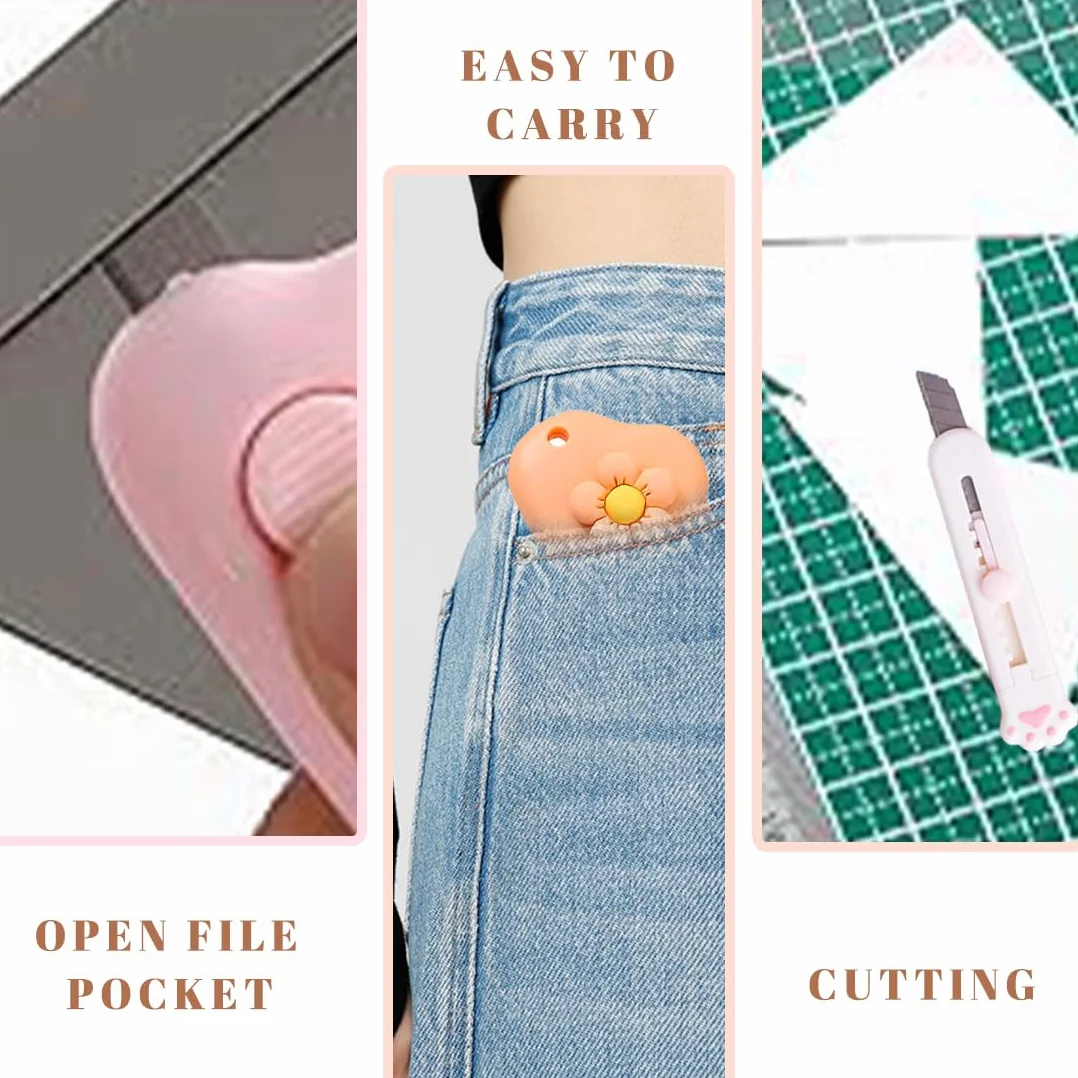Couteau de papeterie mini coupe-papier portable, Box Cutter standard, Ouvre-lettre, couteaux utilitaires 6 PCS