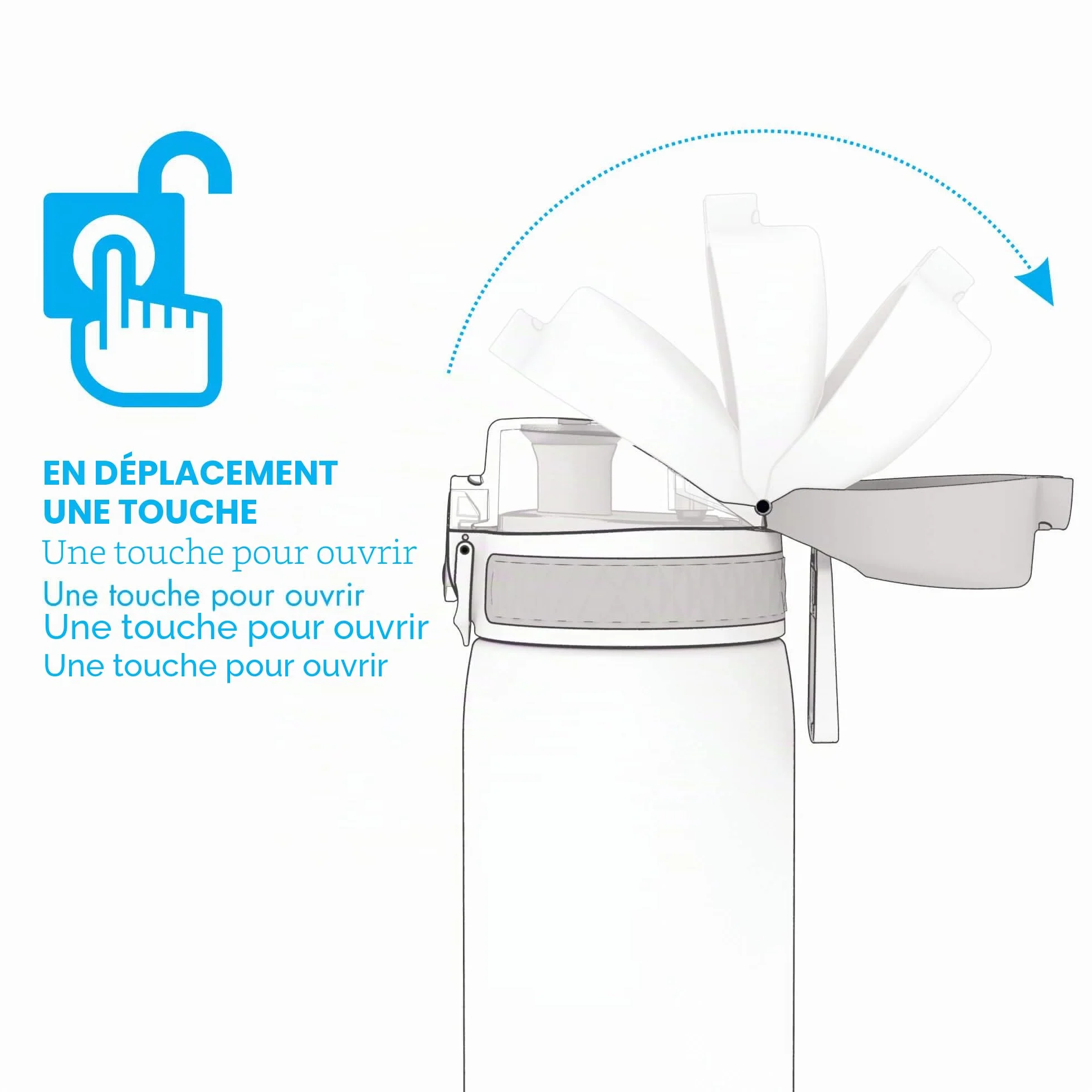 Ion8 Gourde Enfant 350ml Anti-Fuite Verrouillage Sécurisé Sans BPA Bleu Marine
