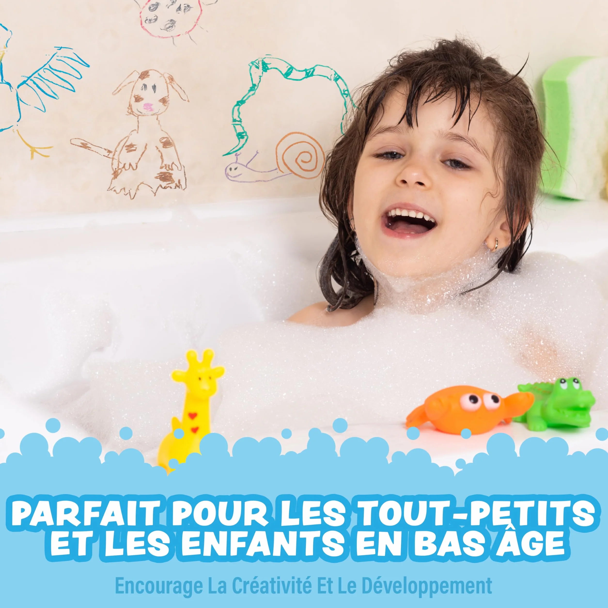 Crayons de Bain Non Toxiques Lavables Lot de 12 Hexagonale pour Enfants