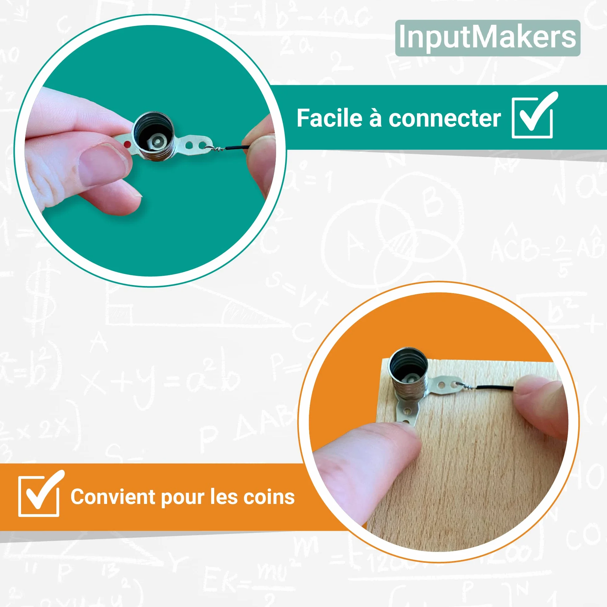 Kit d'électricité E10 : 25 ampoules 3,8 V 0,3 A et 25 douilles pour expériences circuits électriques