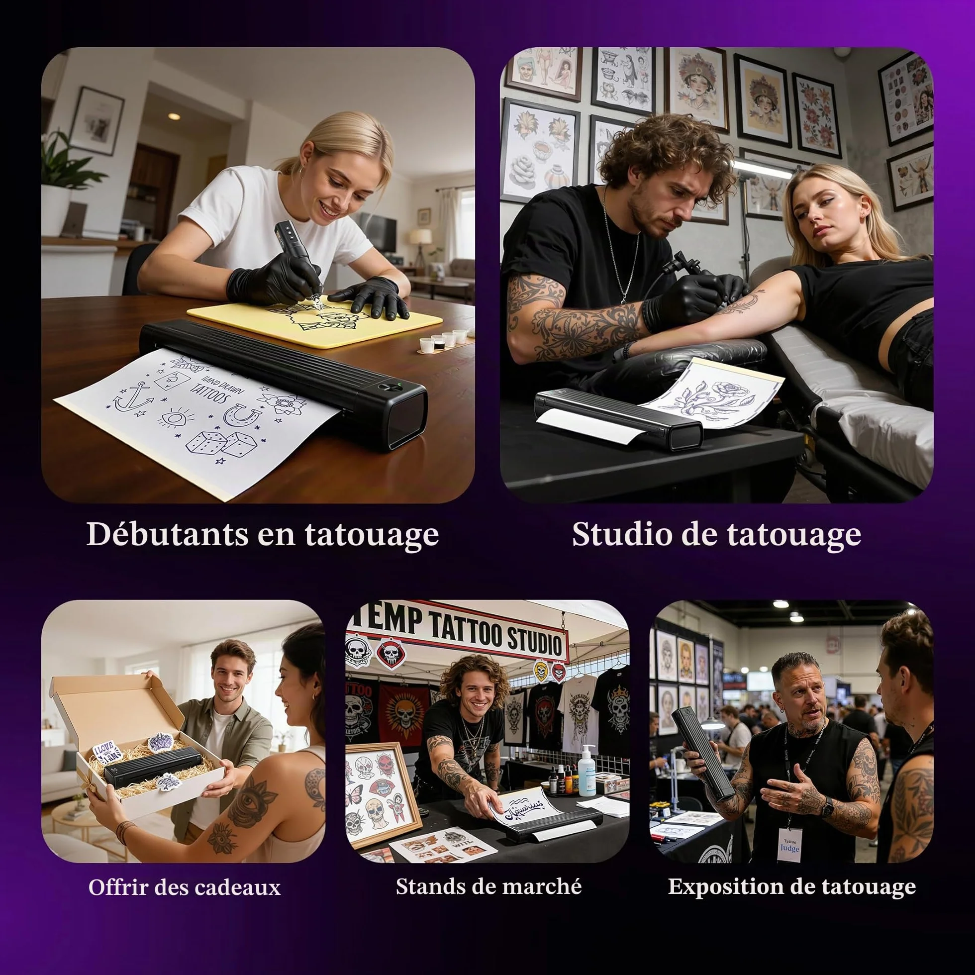 Itari Thermocopieur Tatouage, Imprimante Tattoo avec 10 Feuilles Papier Transfert, Compatible Phone Tablette, Noir