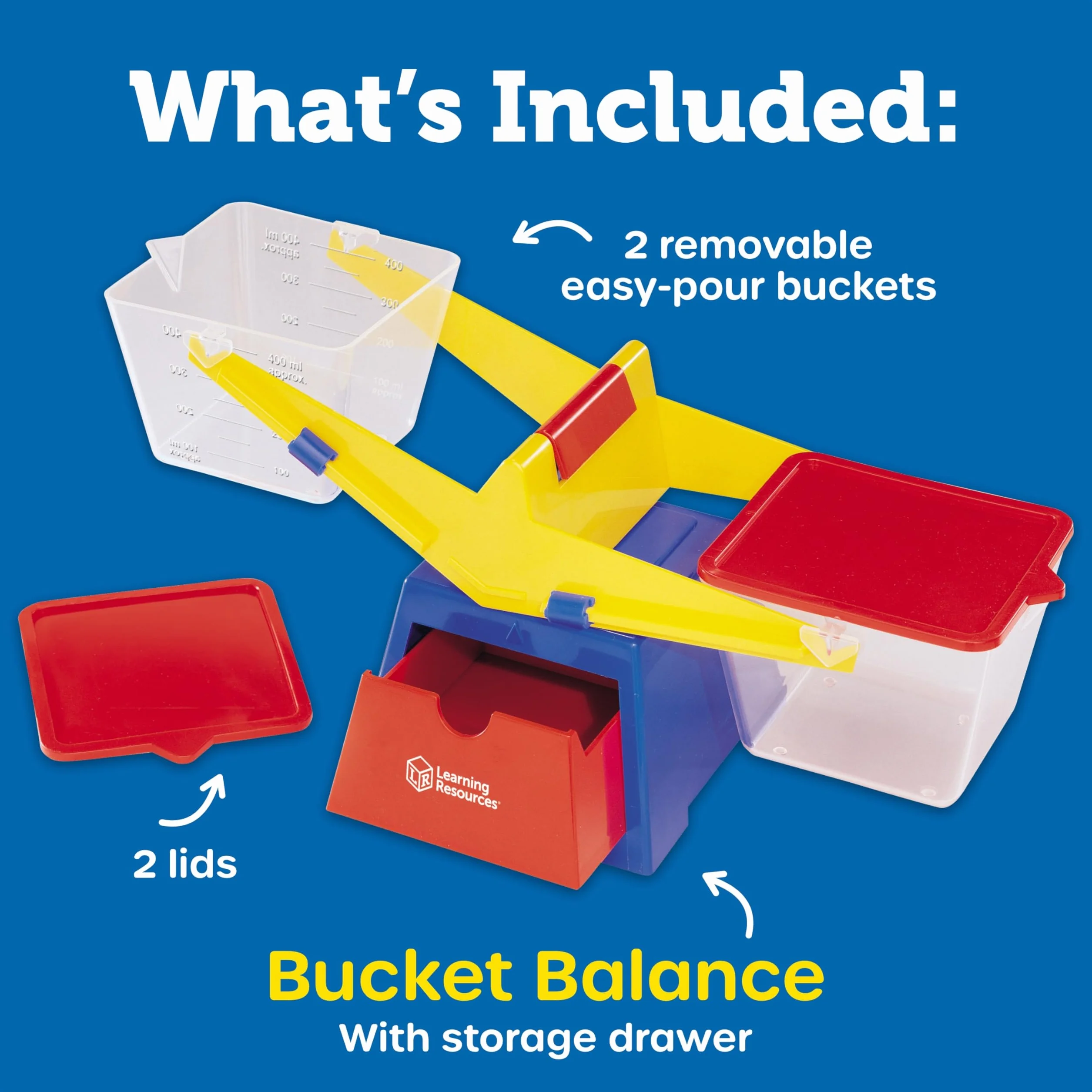 Learning Resources Balance Montessori Enfant – Éducative avec Seaux Amovibles – Mathématiques, Poids et Volume 3+ Ans