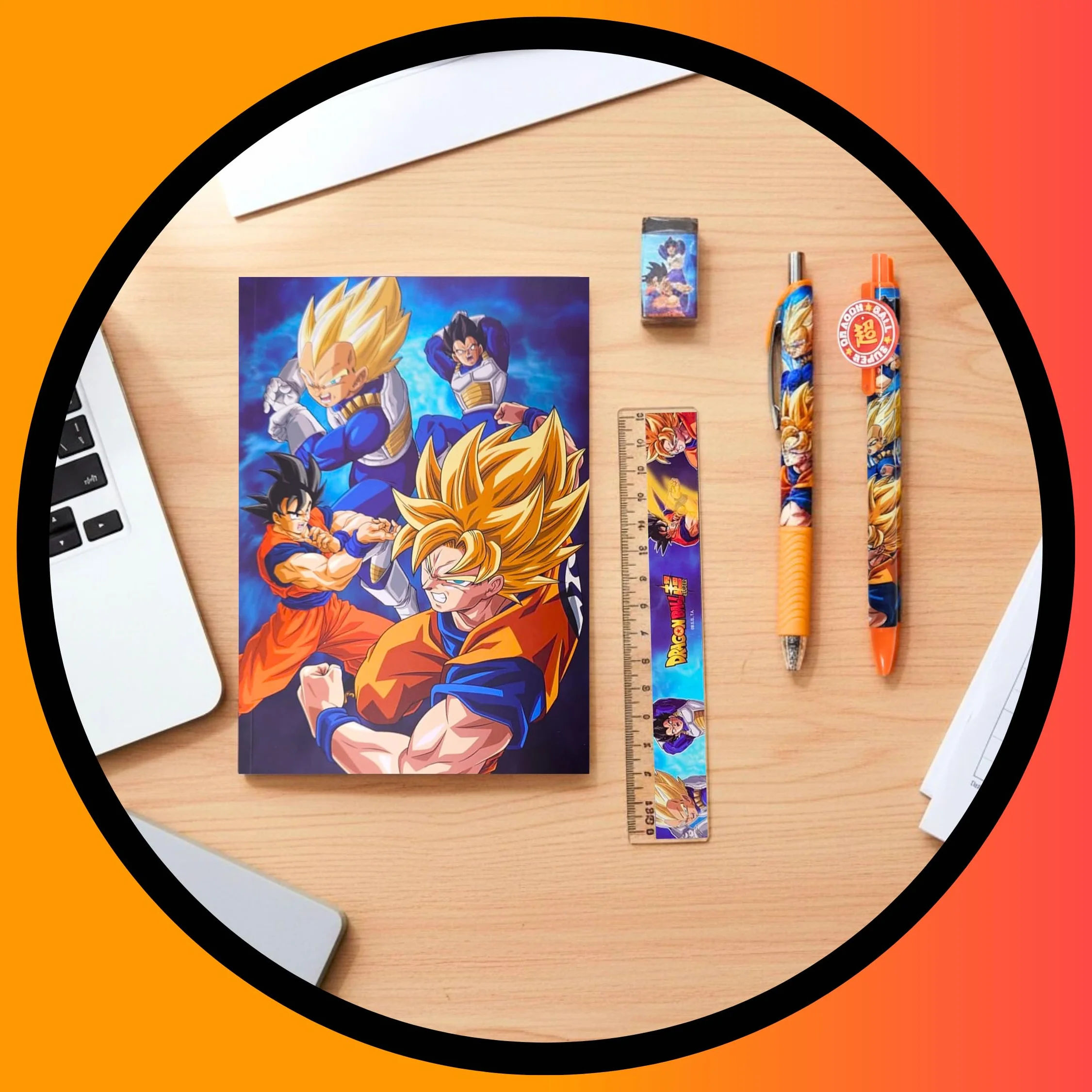Dragon Ball Z Ensemble de Papeterie Cahier Règle Crayon Stylo Coffret Cadeau
