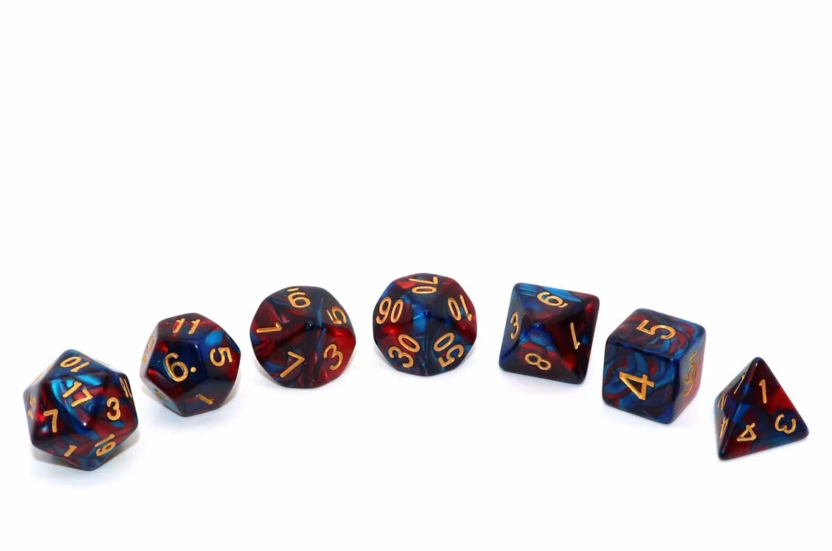 Jeu de dés polyédriques DND D20 D12 D10 D8 D6 D4 rouges et bleus pour Donjons et Dragons