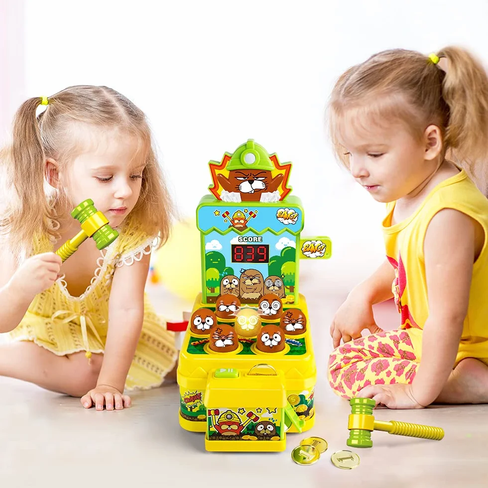 VATOS Marteau Jouet, Mini Banc d'Arcade Électronique avec 2 Marteaux, Jeu Éducatif pour Enfants 3-6 Ans