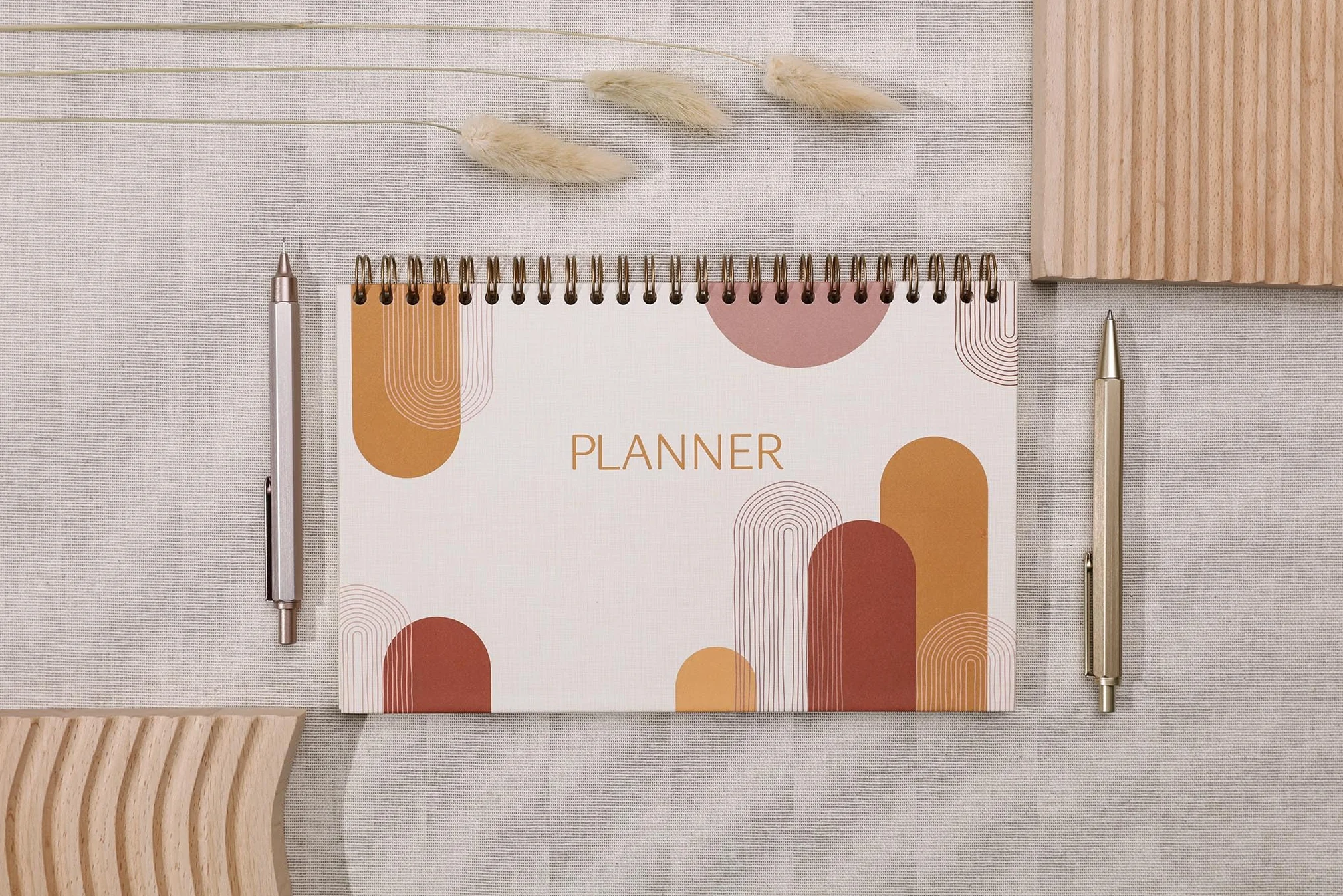 Clairefontaine Bloc Planner Spirale 22x14 cm 53 Feuillets Planificateur hebdomadaire Nature Terracotta