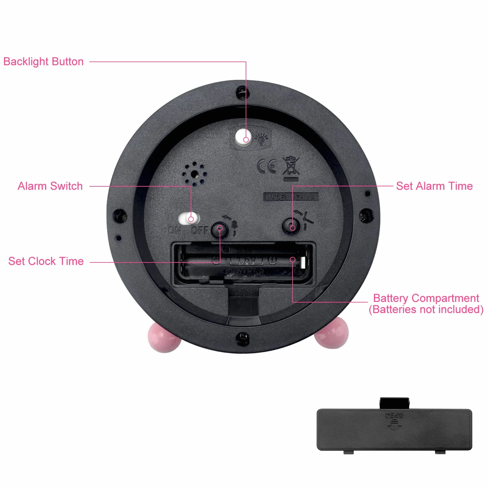 VOSSOT Réveil Numérique Enfants sans Tic-tac Silencieux Horloge Analogique Compact avec Veilleuse Snooze