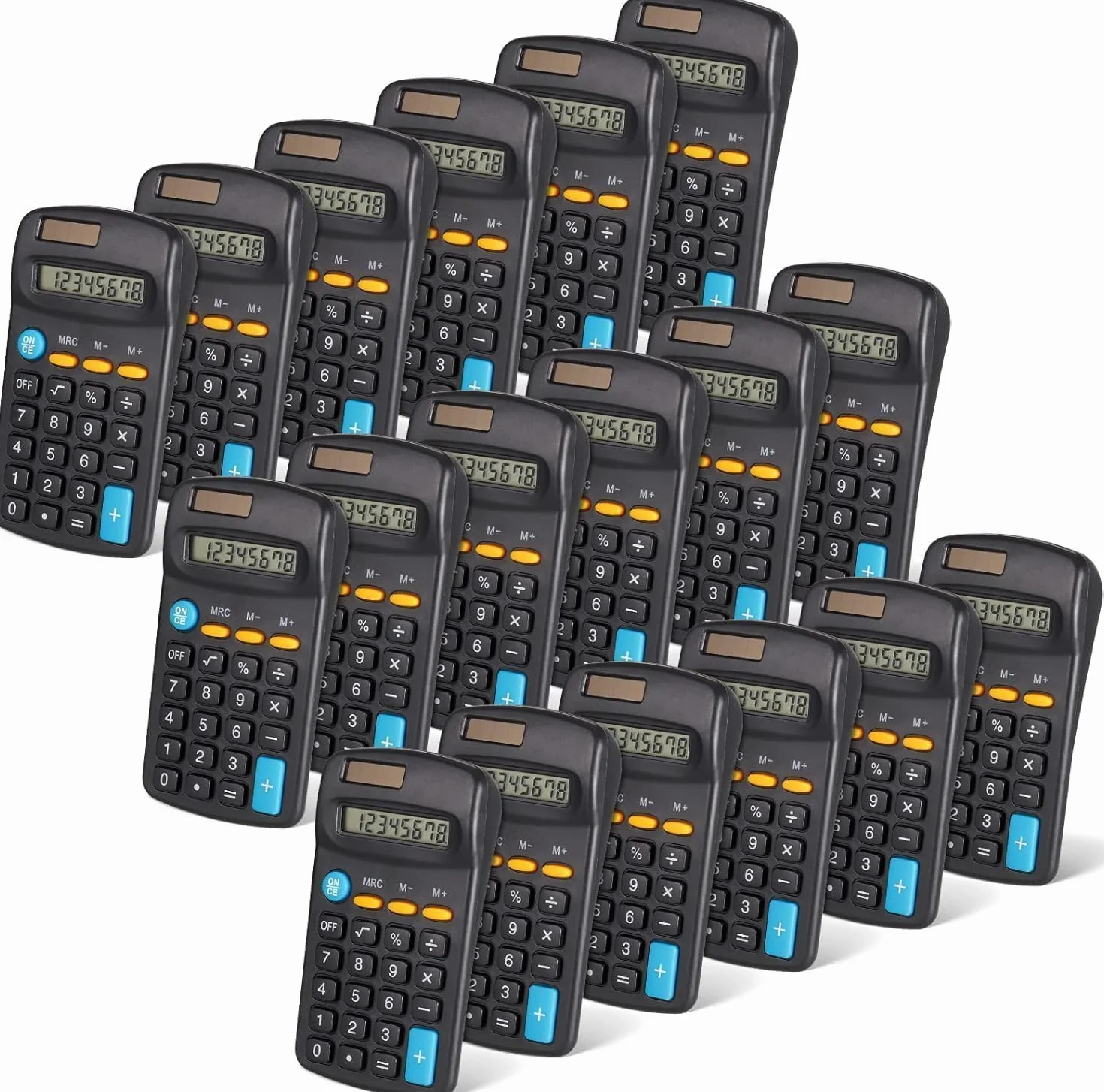 Lot de 20 Calculatrices de Poche à 4 Fonctions, Affichage 8 Chiffres, Noir pour Étudiants, École