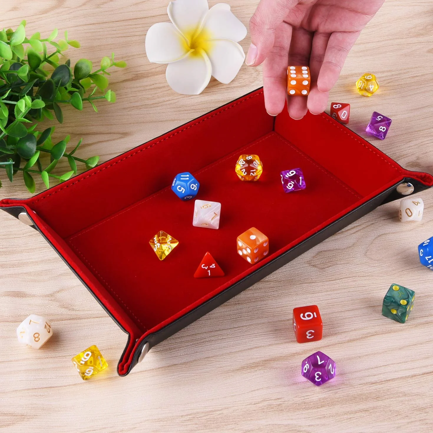 SIQUK Plateau à dés Double Face Pliant Cuir PU Velours Bordeaux pour D&D Jeux de Table
