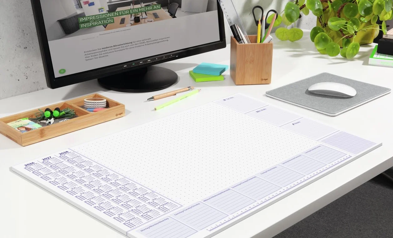 SIGEL H6355 Sous-mains en papier A2 lilas et blanc 30 feuilles calendriers 3 ans semainier