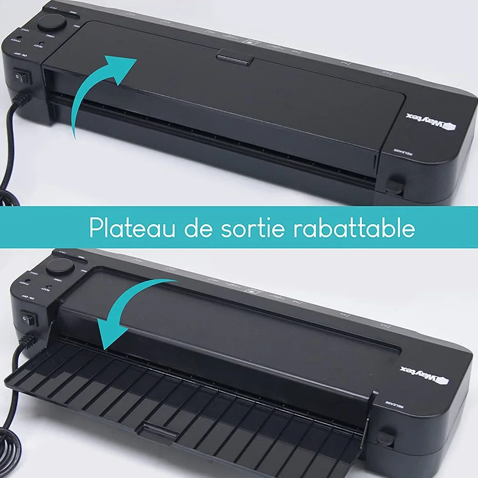 Plastifieuse A3 A4 A5 A6 A7 Pro Ultra Rapide Chaud Froid 2x150 microns Température Réglable Usage Professionnel Pack 200 Pochettes A4 A3 Rogneuse
