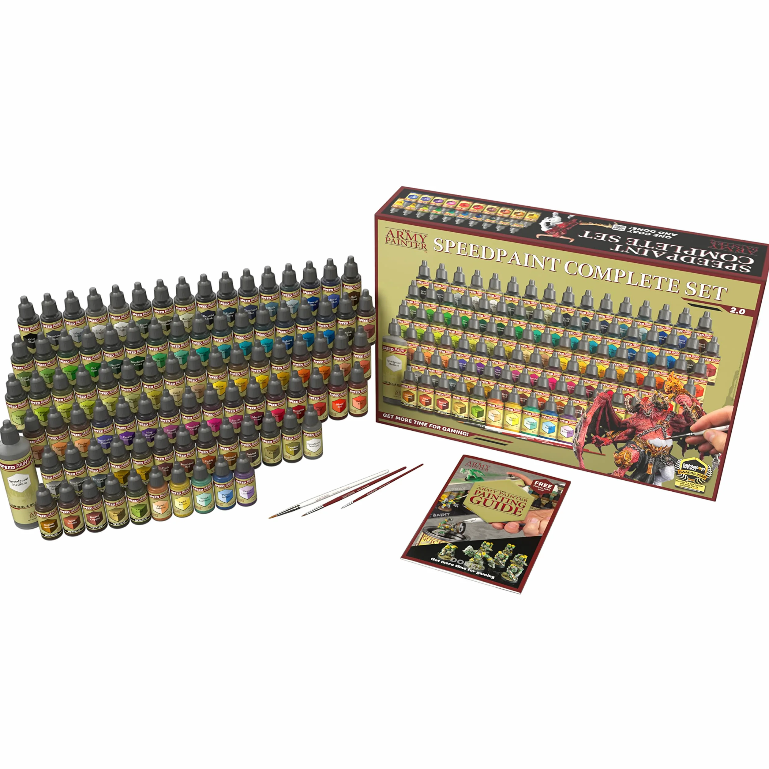 The Army Painter, Speedpaint Complete 2.0, 90 x 18 ml, kit acrylique | Kit peinture acrylique complet dont 3 pinceaux essentiels, pour Warhammer 40k et Donjons et Dragons