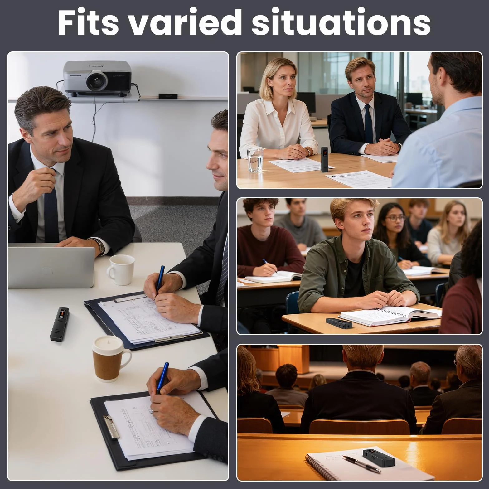NEWYES Enregistreur Vocal IA 64GB Dictaphone Audio Numérique Magnétophone Mini Stylo avec Transcription Résumé Réduction de Bruit