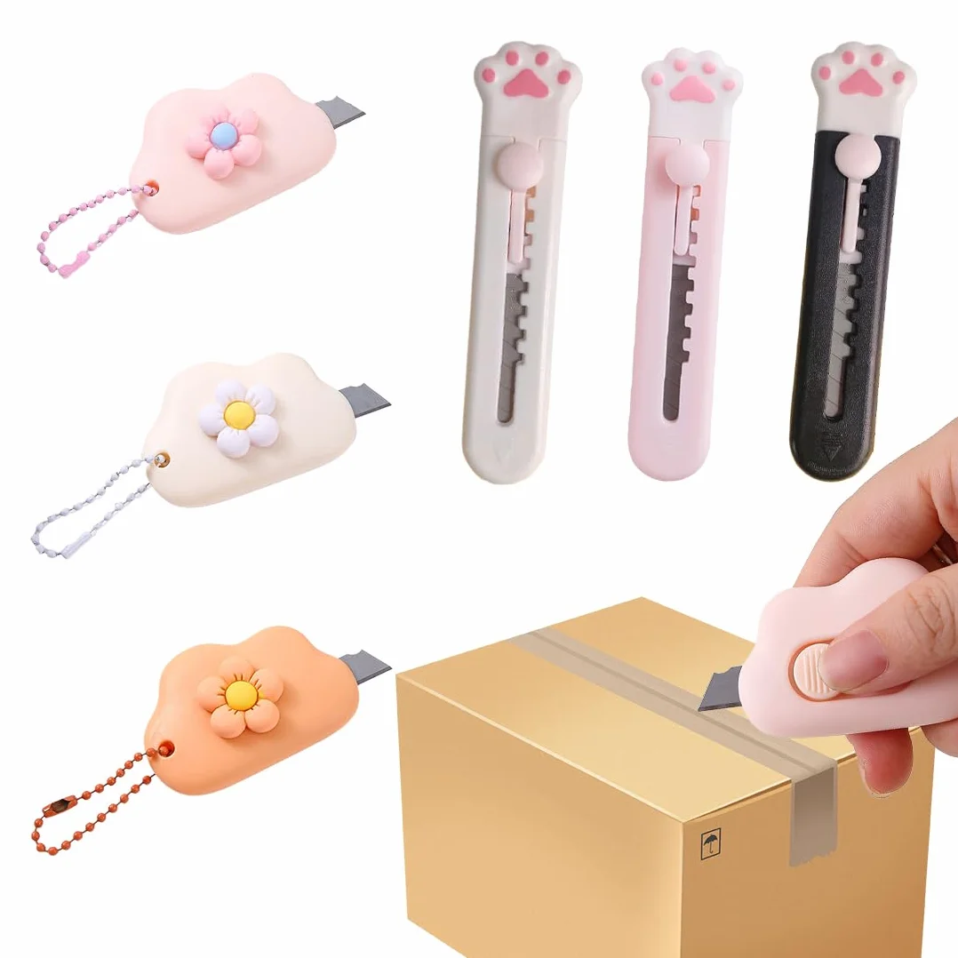 Couteau de papeterie mini coupe-papier portable, Box Cutter standard, Ouvre-lettre, couteaux utilitaires 6 PCS