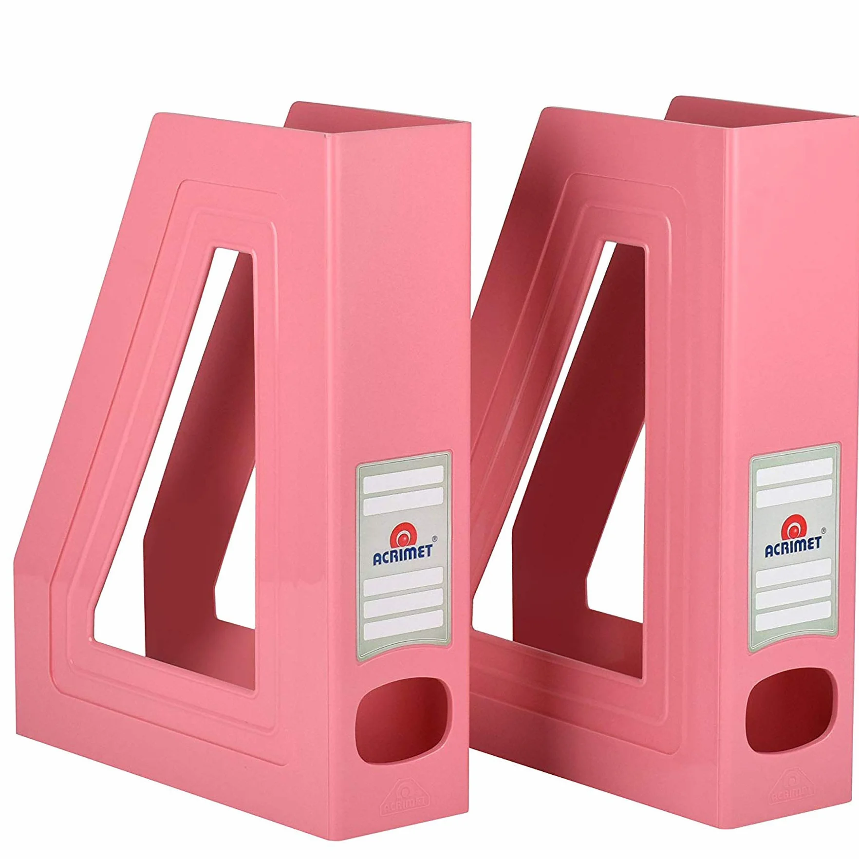 Acrimet Porte-Revues Support Durable Organisateur Dossiers Bureau Plastique Rose Lot de 2