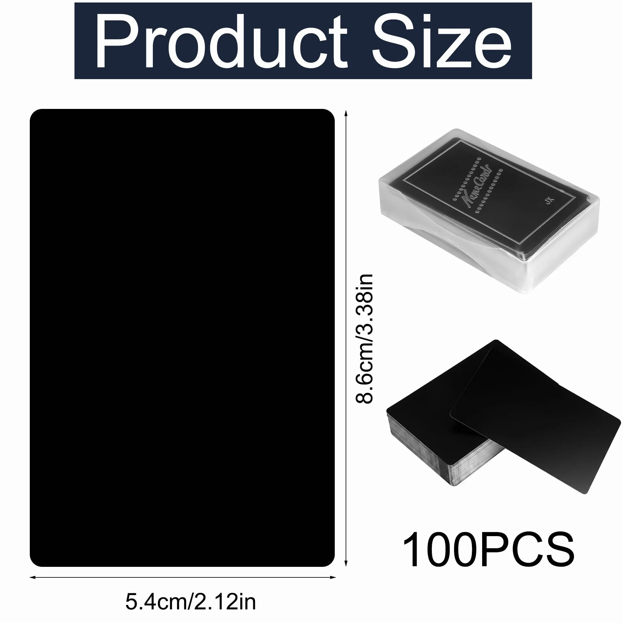 Cartes de Visite en Métal Noir Gravées au Laser 86x54x0.20mm Aluminium Vierge Lot de 100