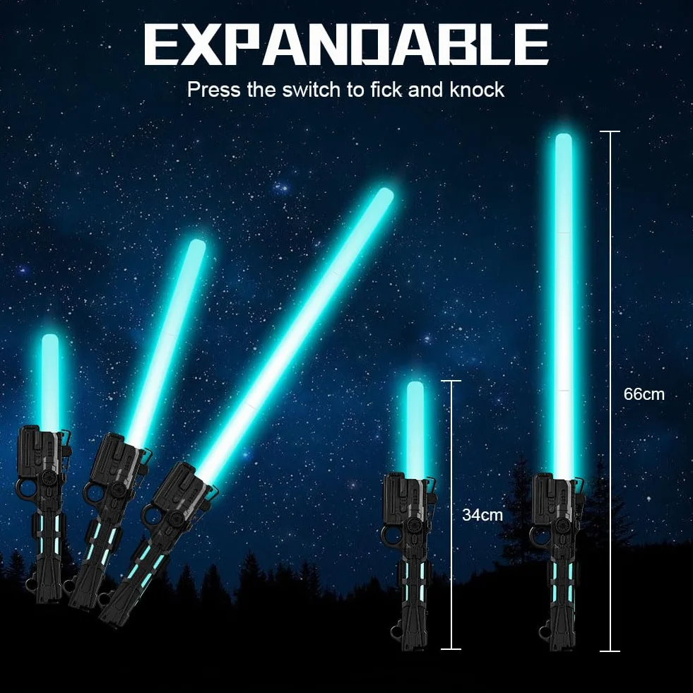Sabre Laser OSDUE 7 Couleurs Lumineux LED avec Son Épées Laser Jouet Cosplay Noir