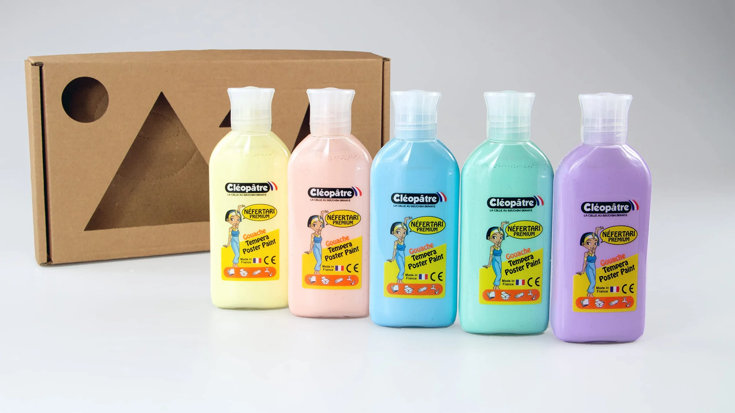 CLEOPATRE PGN100XX5P Lot de 5 flacons Gouache Néfertari Pastel 100ml Multicolore