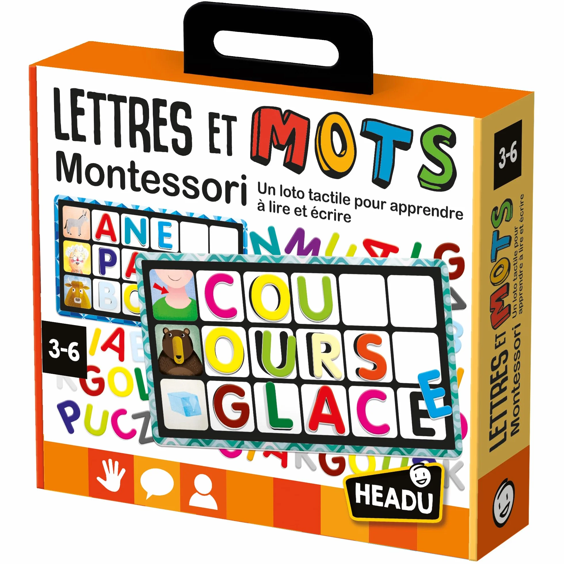 Headu Lettres Et Mots Montessori - Jeu Educatif Loto Tactile pour Apprendre À Lire Et Écrire 2 6 Ans Cadeau Enfants