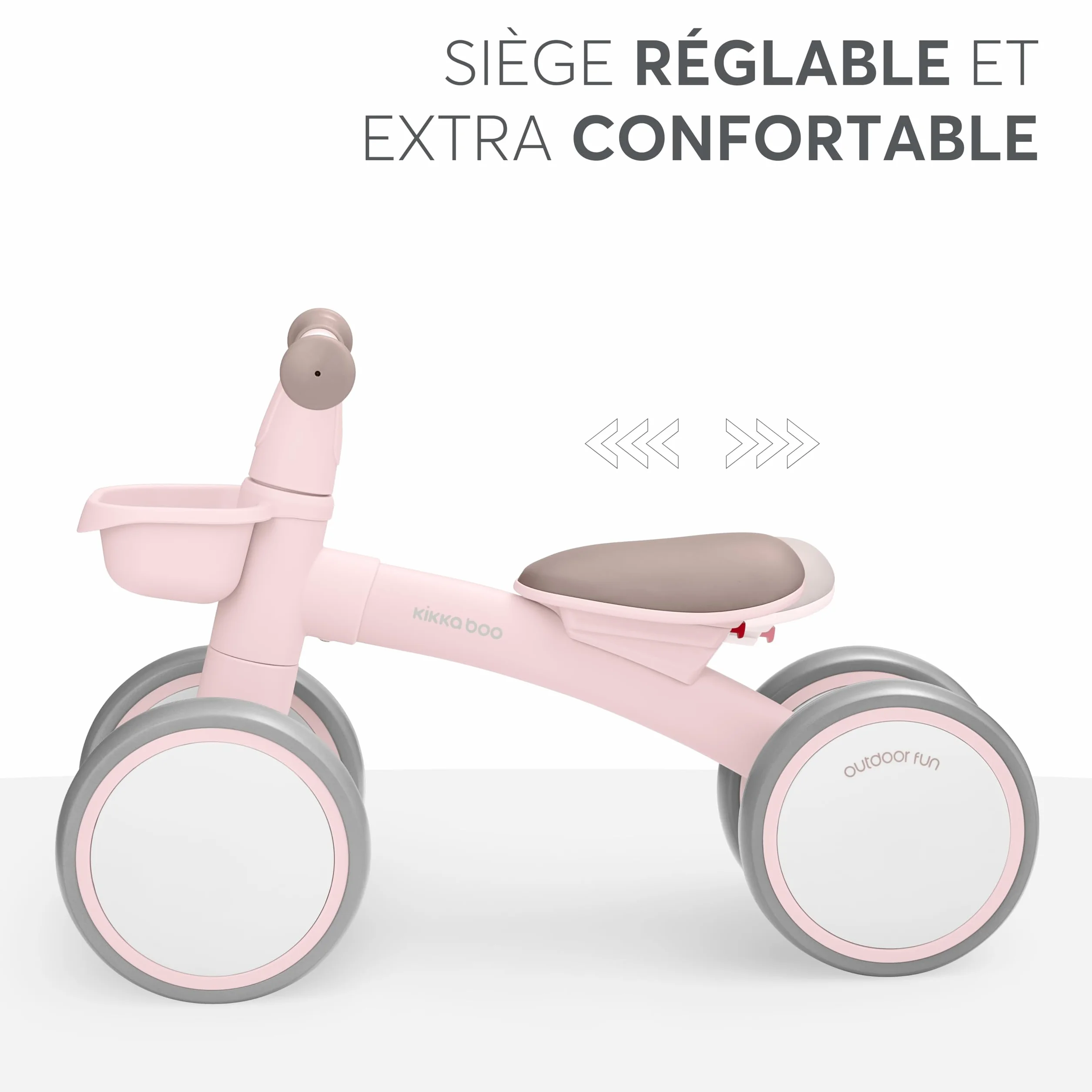 KikkaBoo Vélo sans pédales ZIPI, vélo d'équilibre bébé 1-3 Ans avec Panier réglable