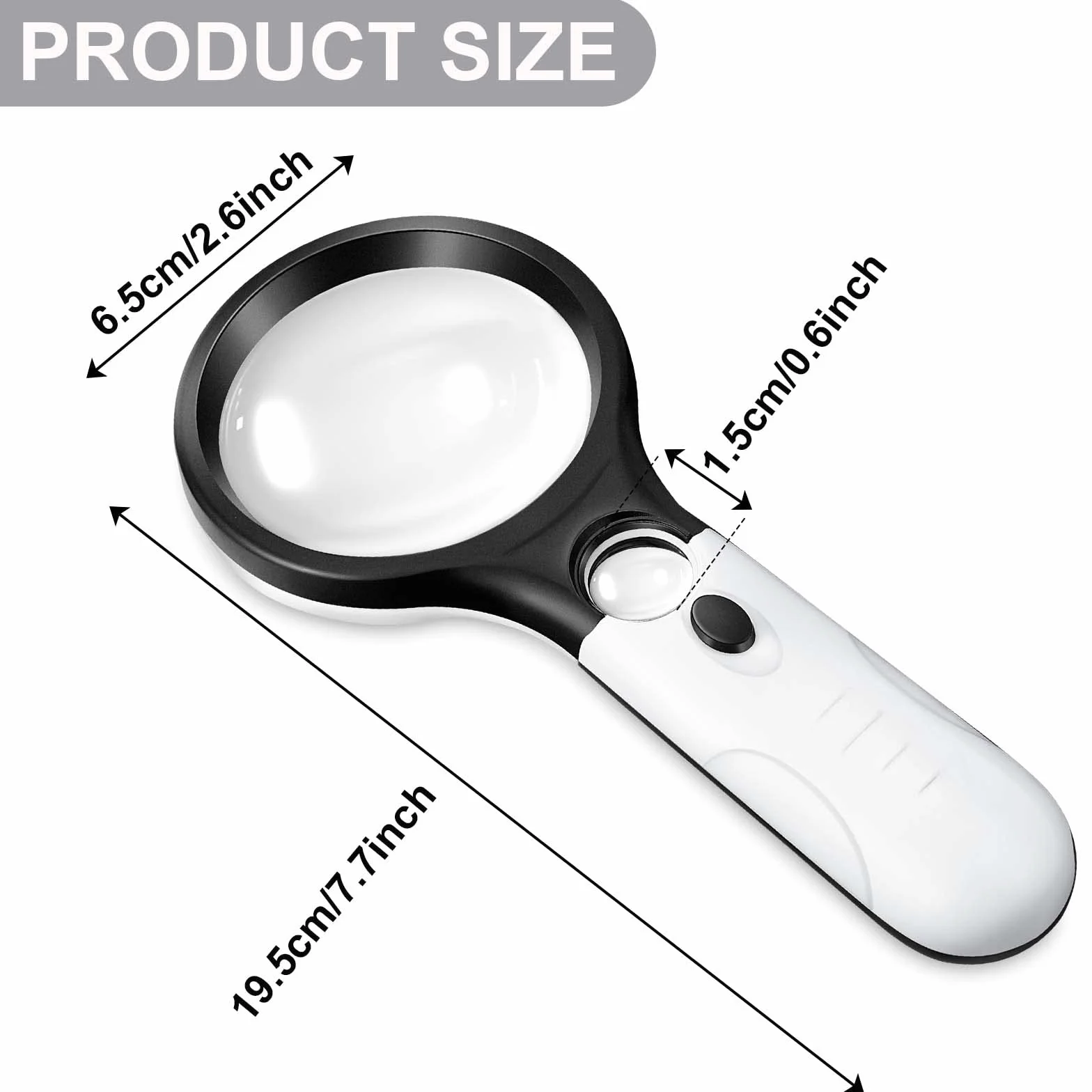 Loupe avec lumière 10X-30X double lentille 3 LED portable pour lecture personnes âgées enfants