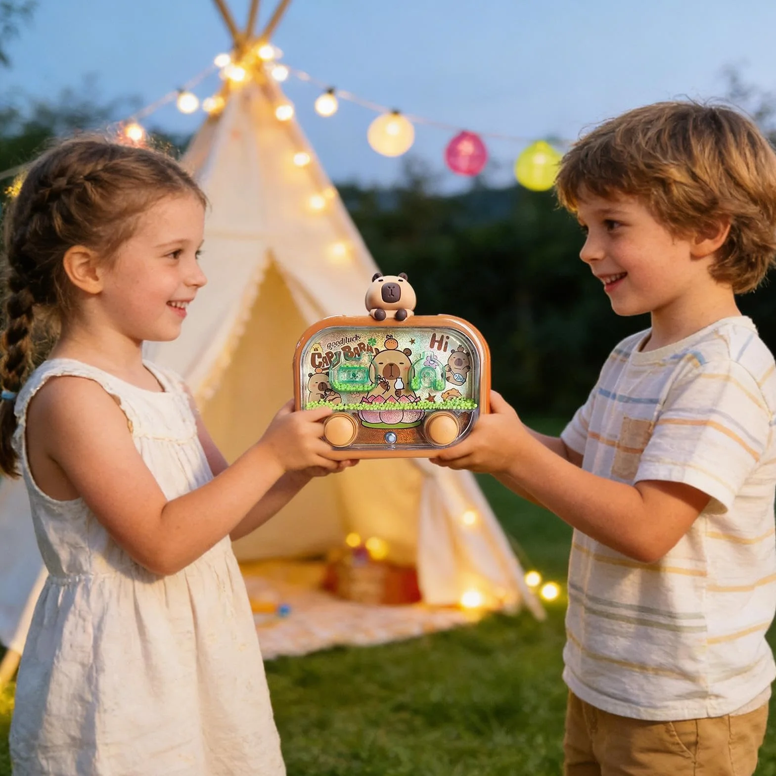 Jeu d'eau Toss Jouet de Lancer de Perles à Deux Boutons avec Lumière LED Fidget