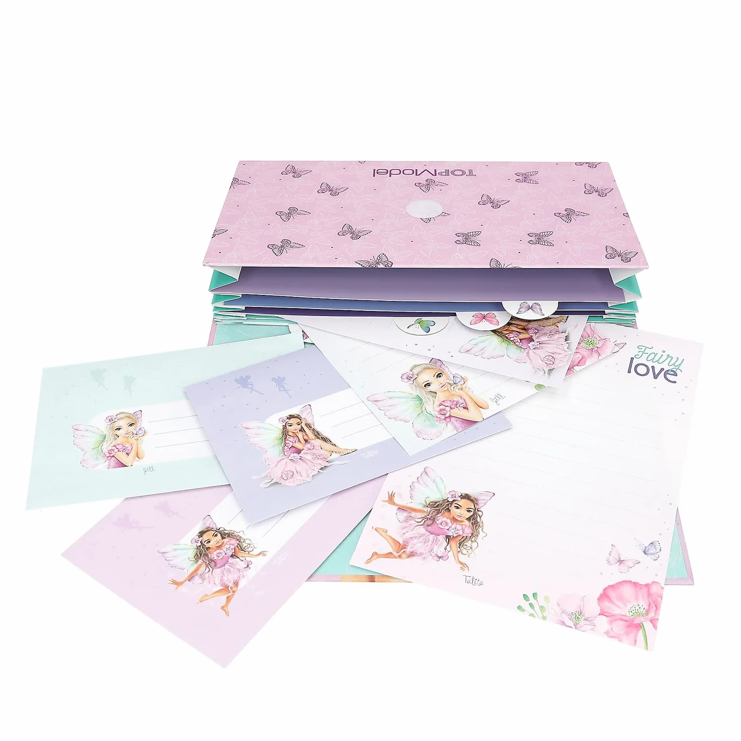 Depesche TOPModel Fairy Love Lot de papier à lettre violet motif papillons 24 feuilles 18 enveloppes