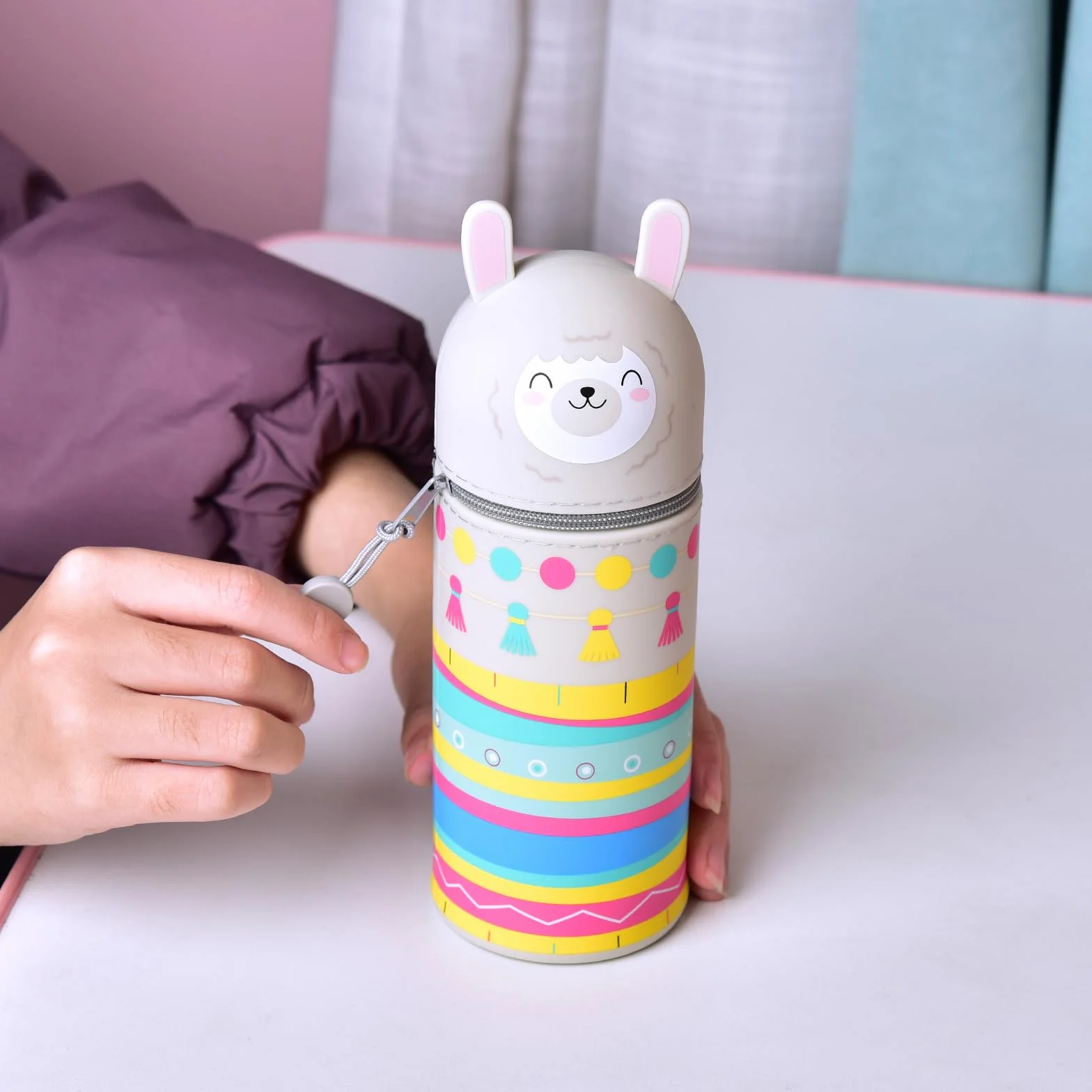 Trousse en silicone souple 2 en 1 Kawaii LAMA, porte-stylo de bureau, hauteur 18,5 cm