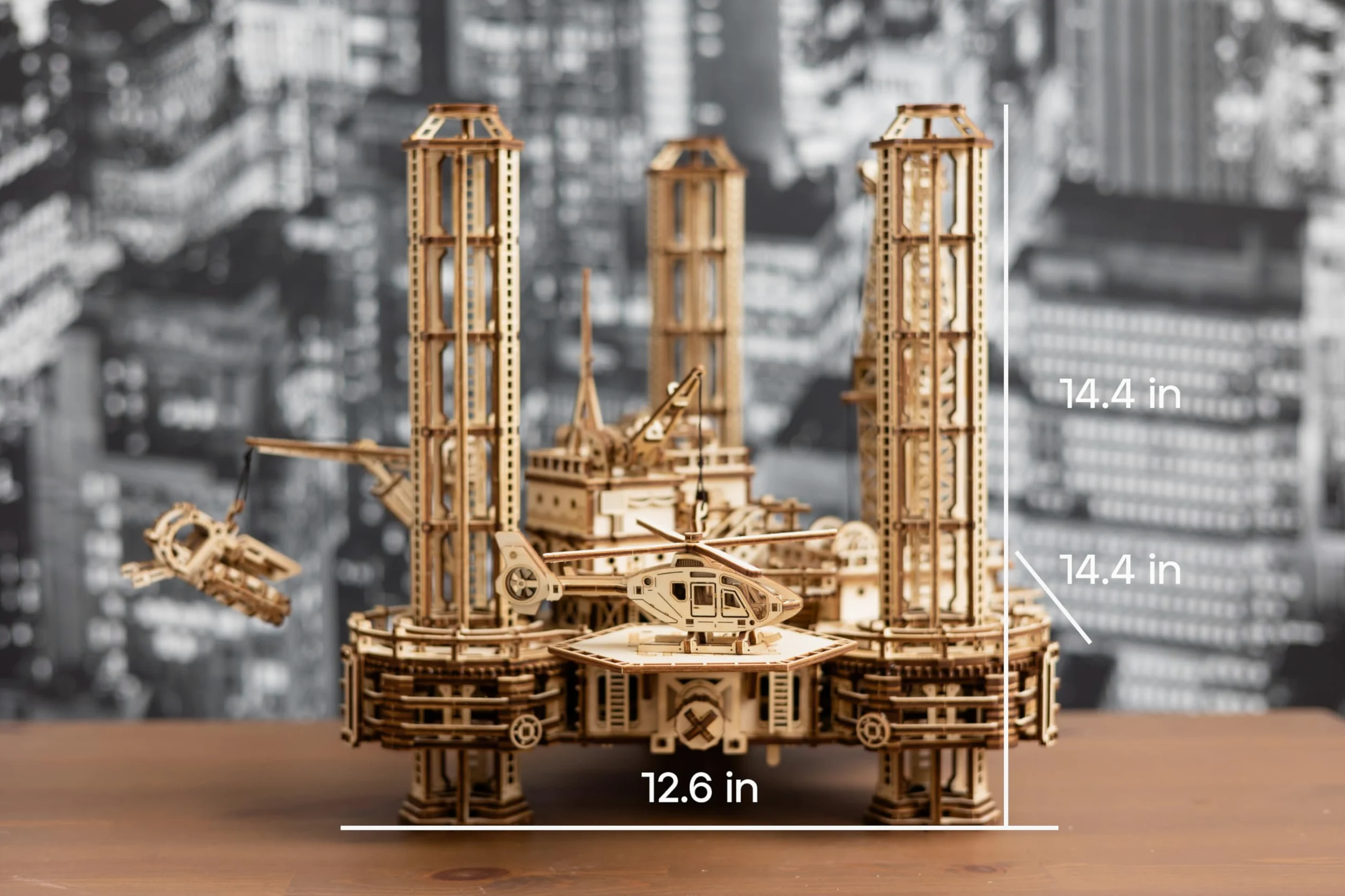 Wood Trick Offshore Rig Interactive Puzzle 3D en Bois pour Adultes à Construire