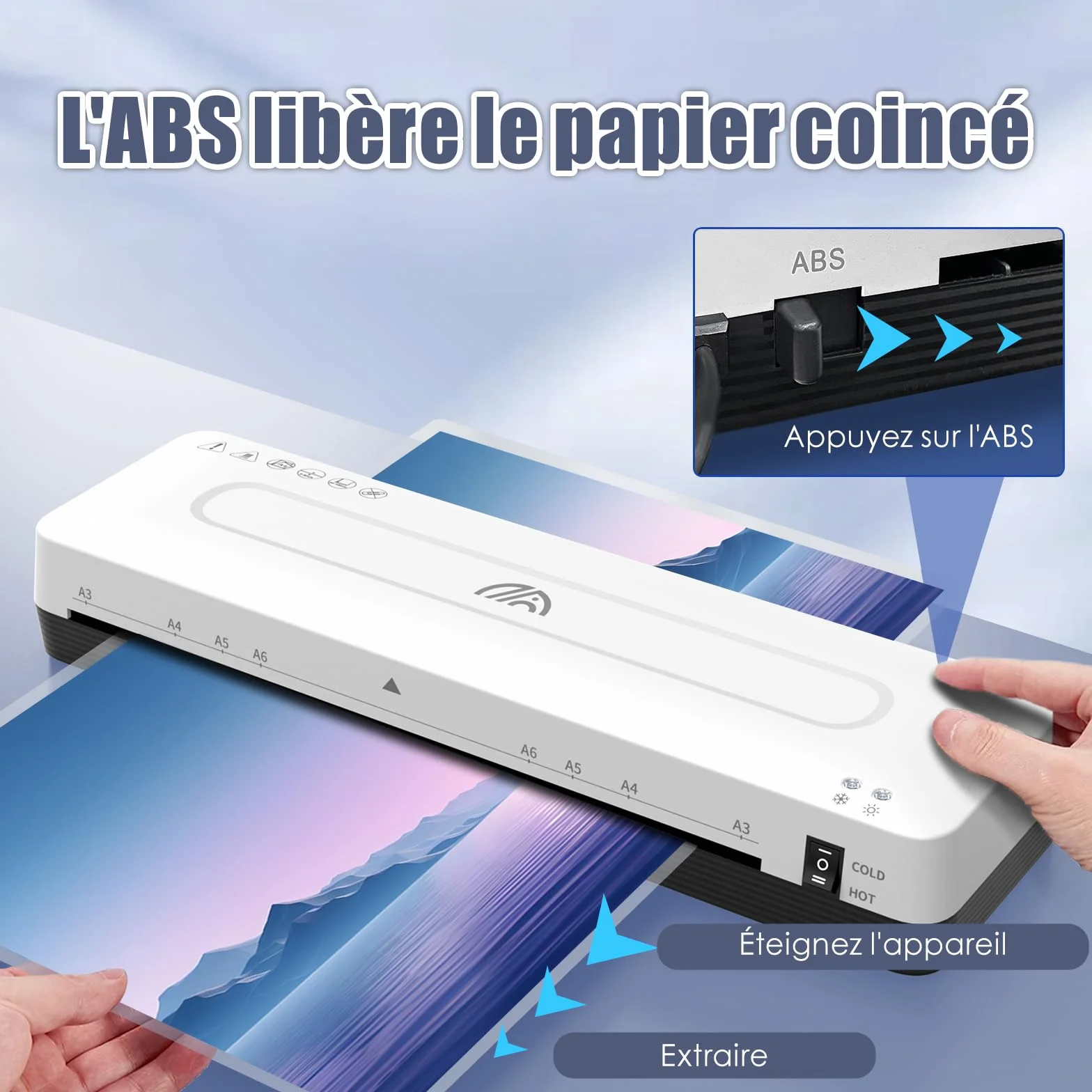 Plastifieuse A3 Machine à Plastifier Thermique Set de Plastification A4 A5 A6 Froid Bureau École