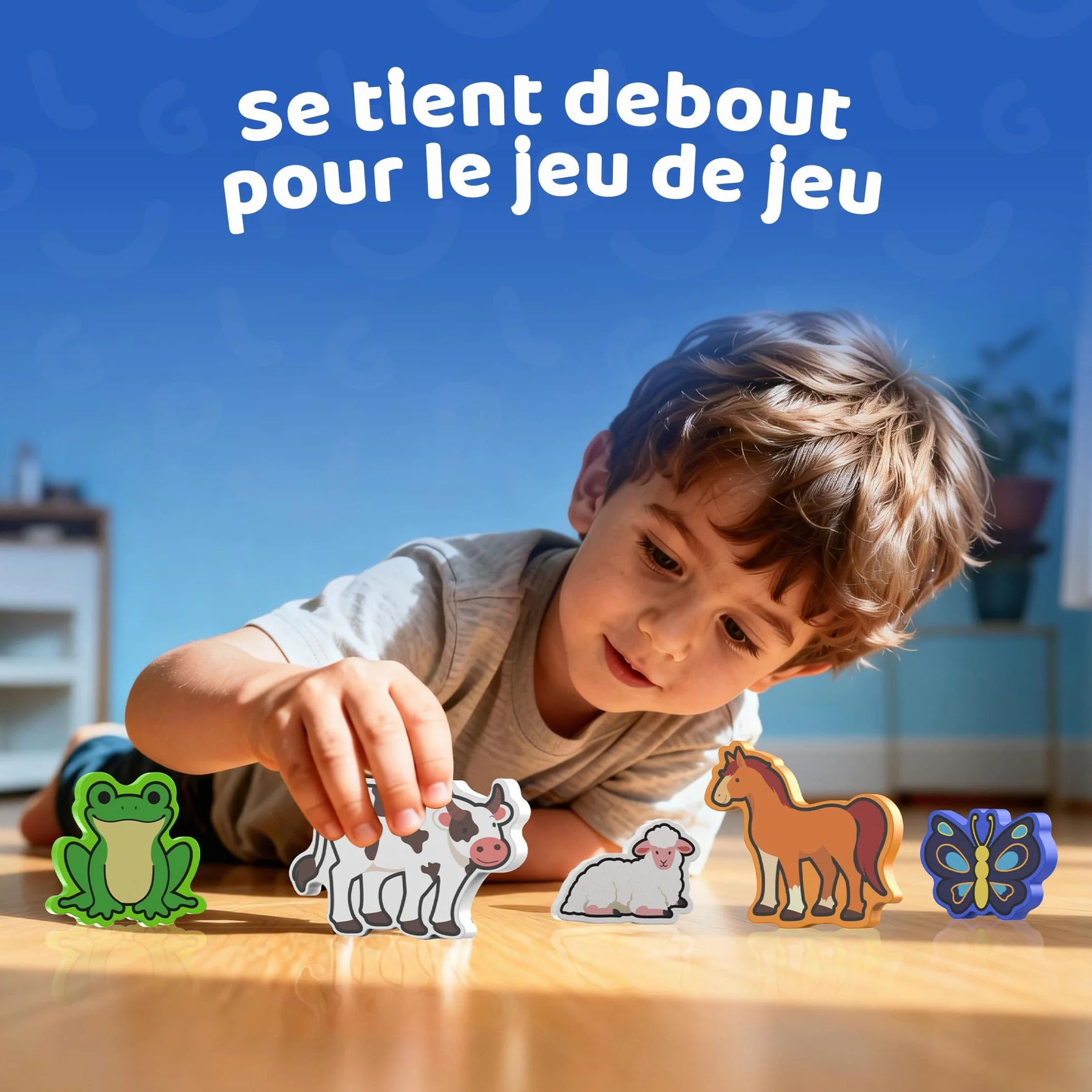 BenBen Puzzle en bois Montessori pour 1-3 ans, jouet à emboîter animaux