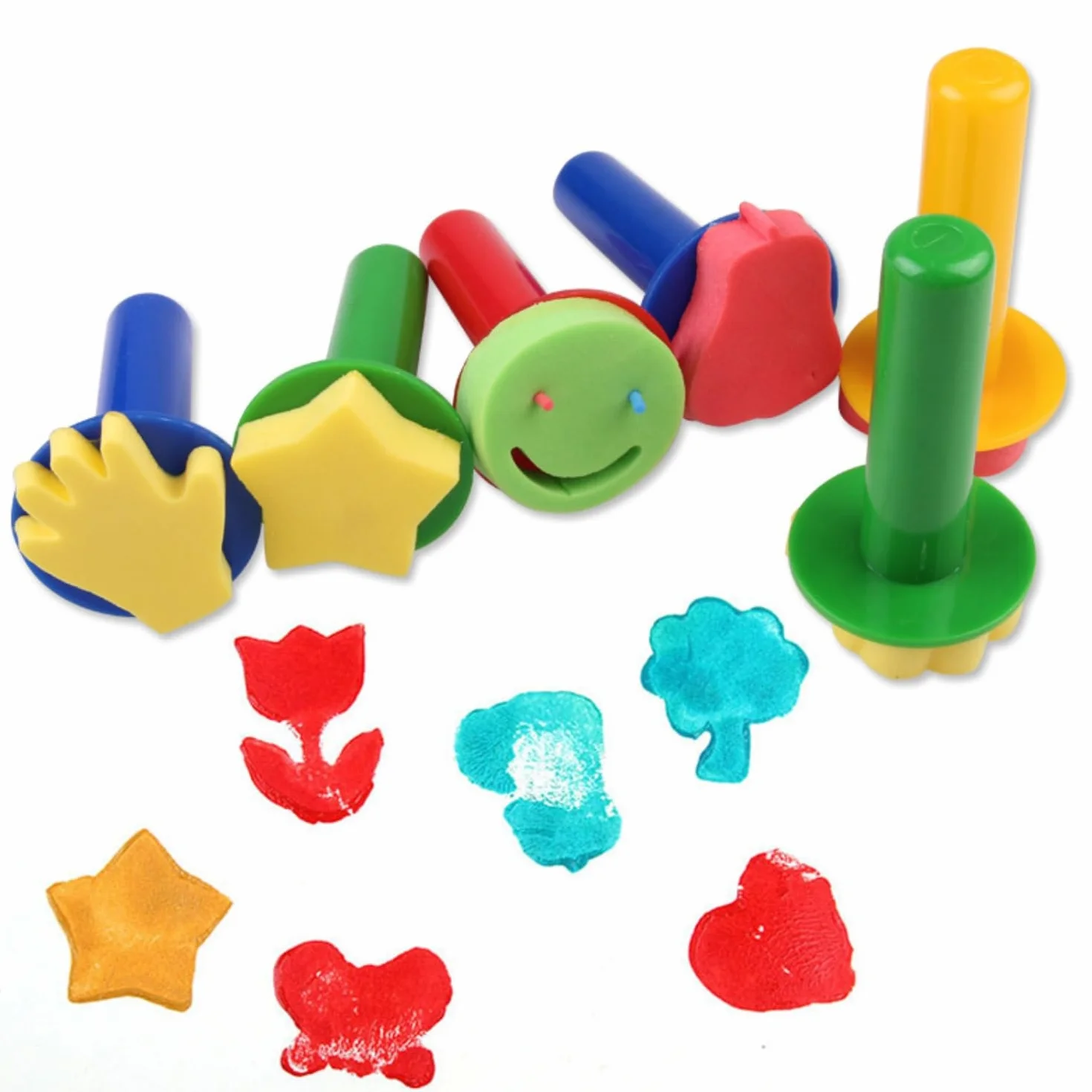 Alfven Éponge Brosses de Peinture Enfant, 24pcs Kit Peinture Enfant Pinceaux éponge pour Enfants kit d'apprentissage DIY