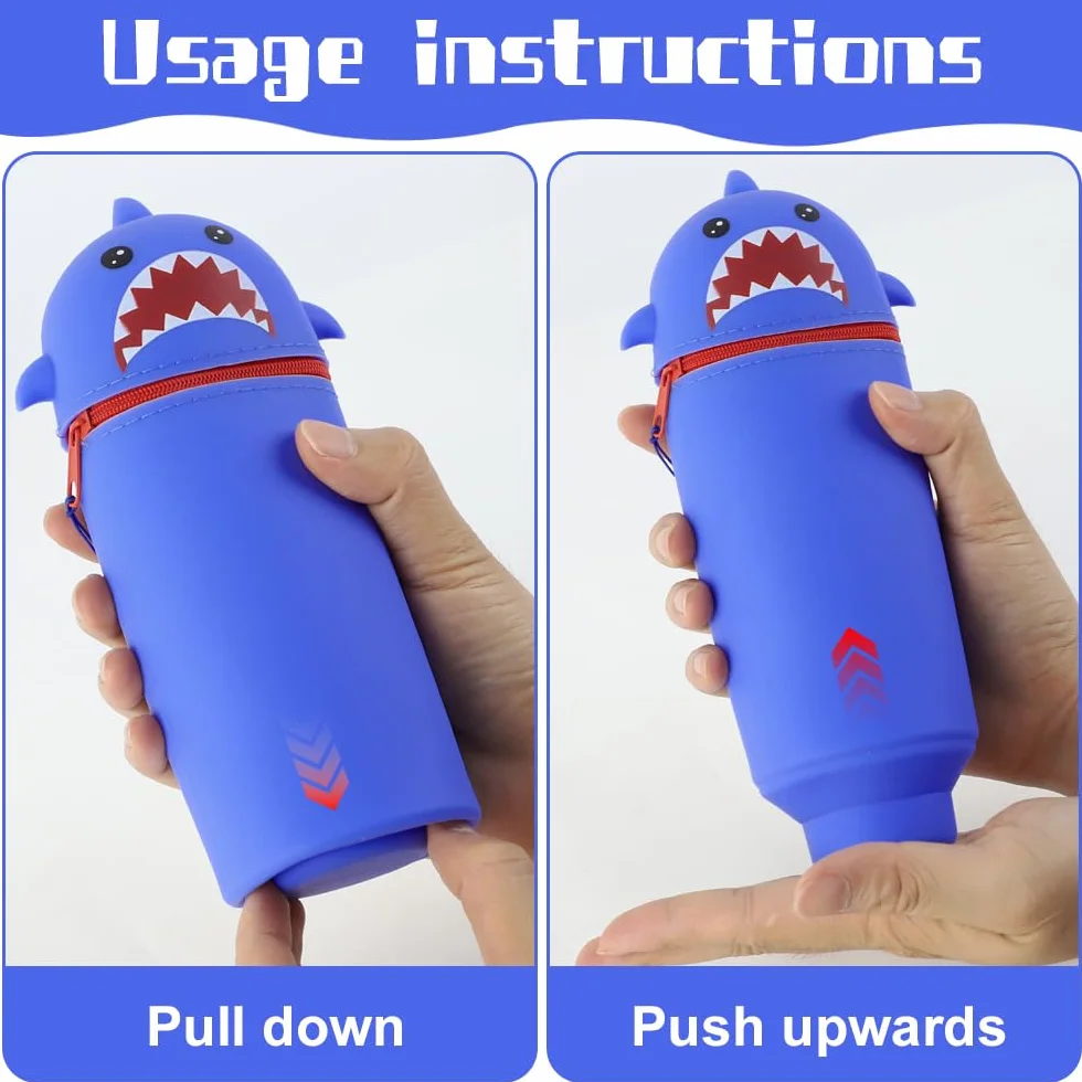 Trousse Silicone 2 en 1 Cartoon Stand Up réglable Requin