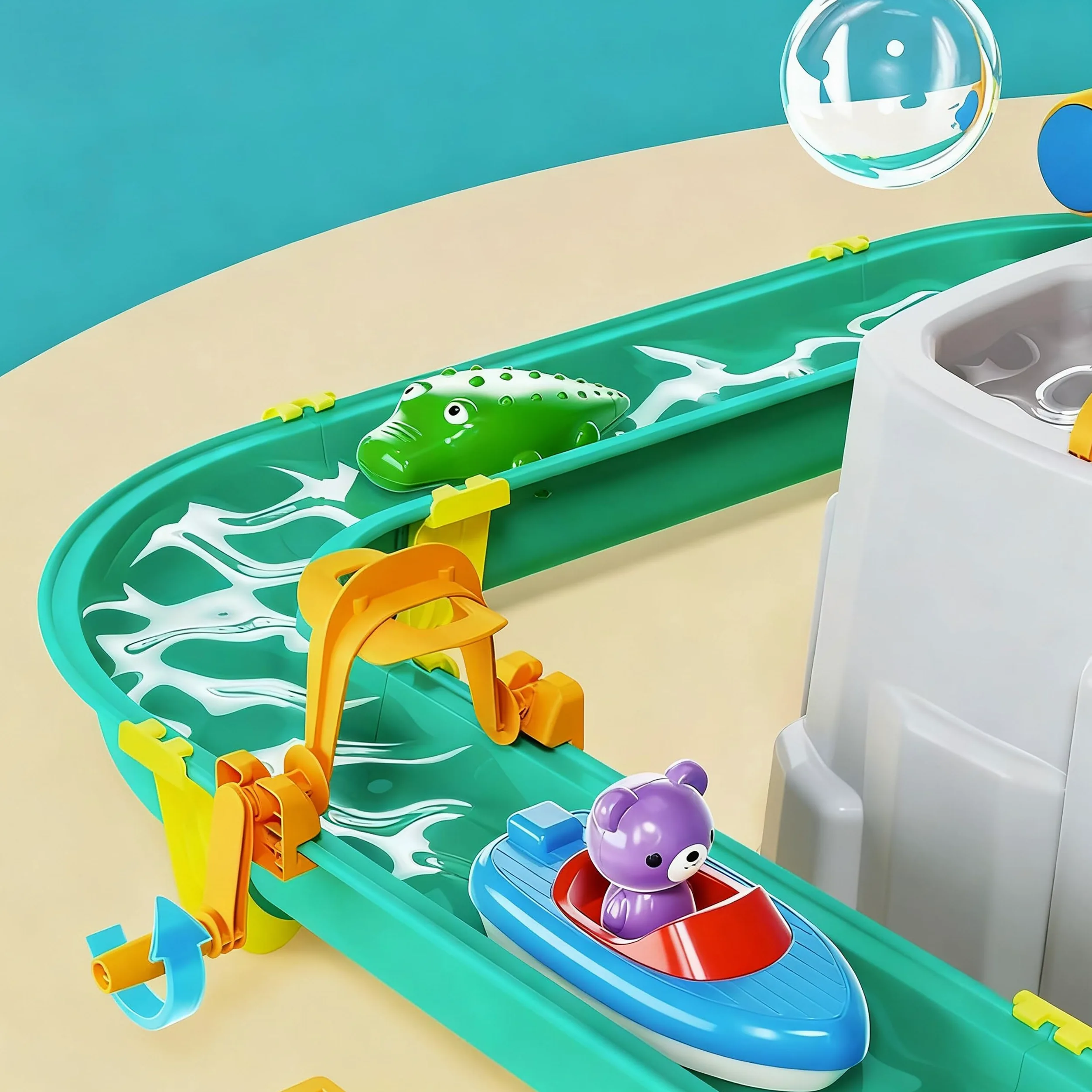 Relaxdays Piste Aquatique Enfants, extérieur, Bateaux & pêche, Canal, Plastique ABS/PP, 71x71x101 cm, Multicolore