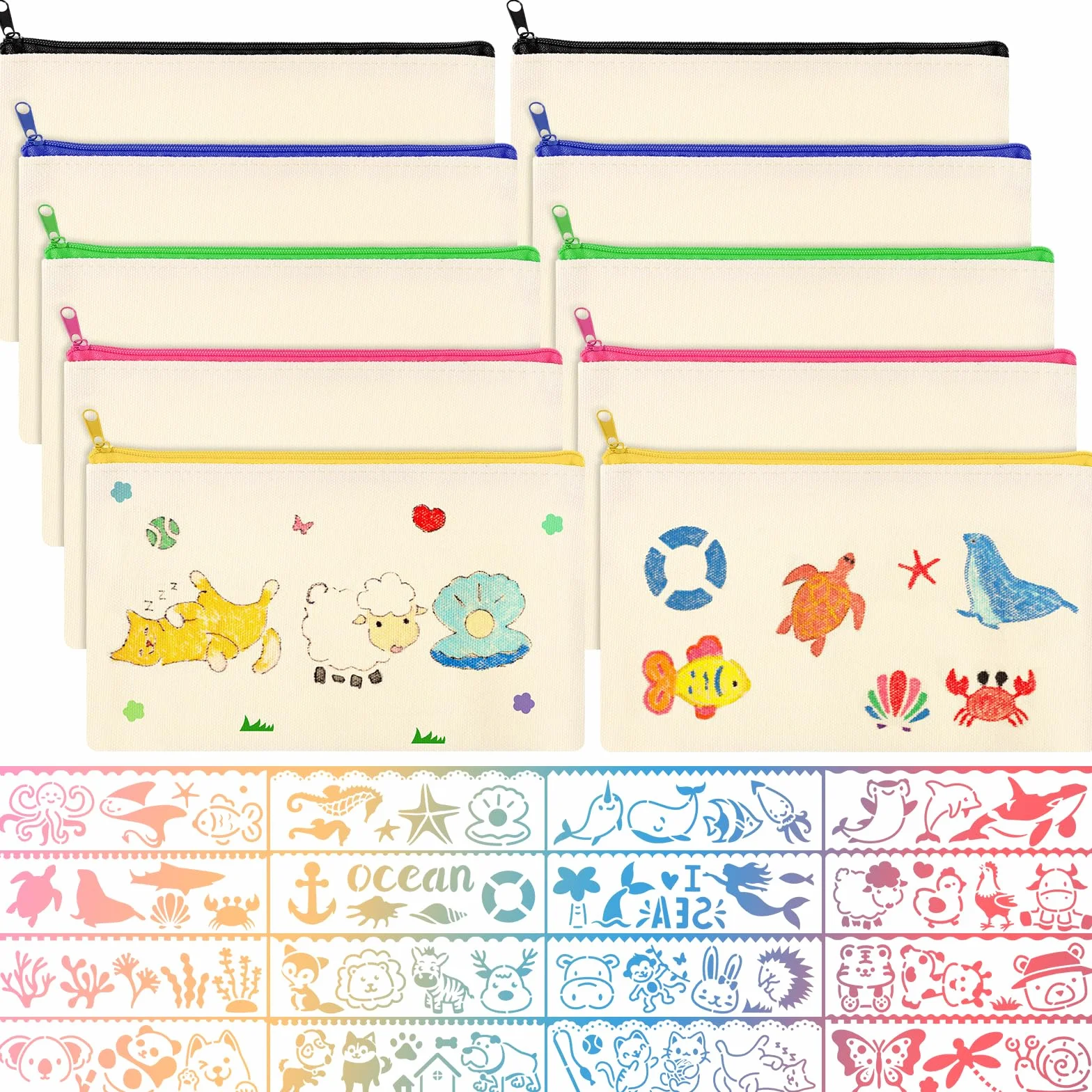 Yoosso Lot de 10 Trousses en Tissu Vierges à Faire Soi-même 21 x 12 cm