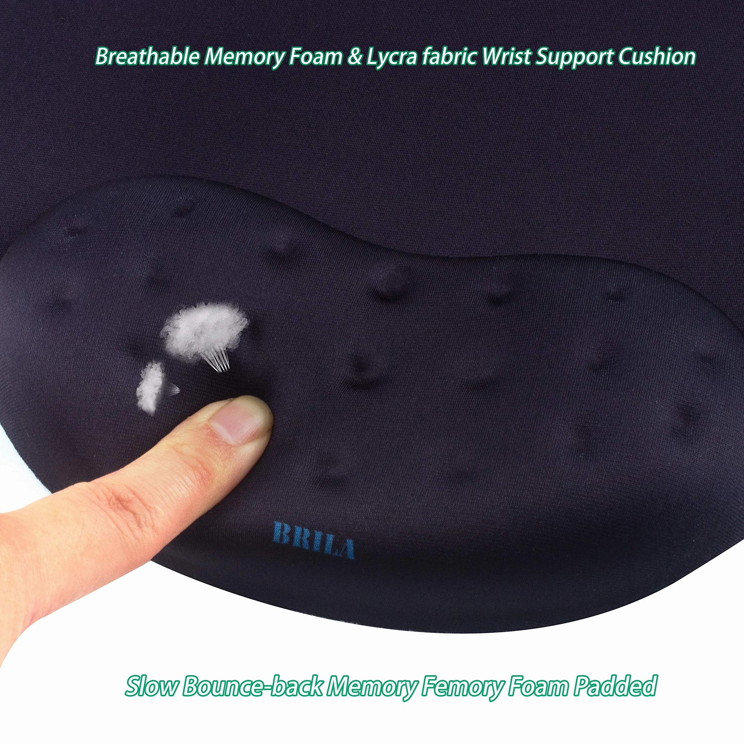 BRILA Tapis de Souris avec Repose-Poignet Gel Mousse à Mémoire de Forme Antidérapant Soulagement Douleur Bureau Ordinateurs