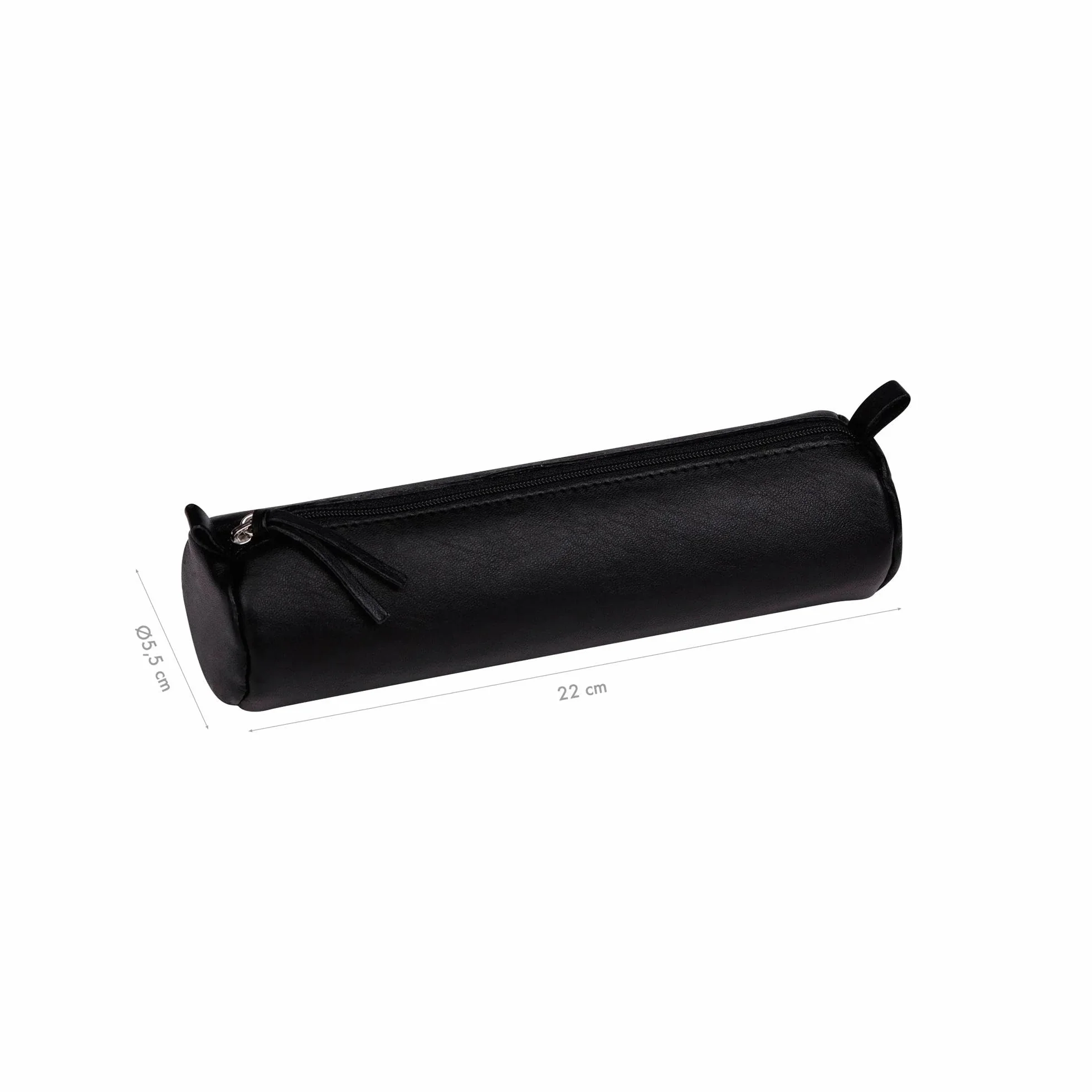 Clairefontaine Trousse Scolaire Ronde Noire Ø5,5x22 cm Cuir d'Agneau