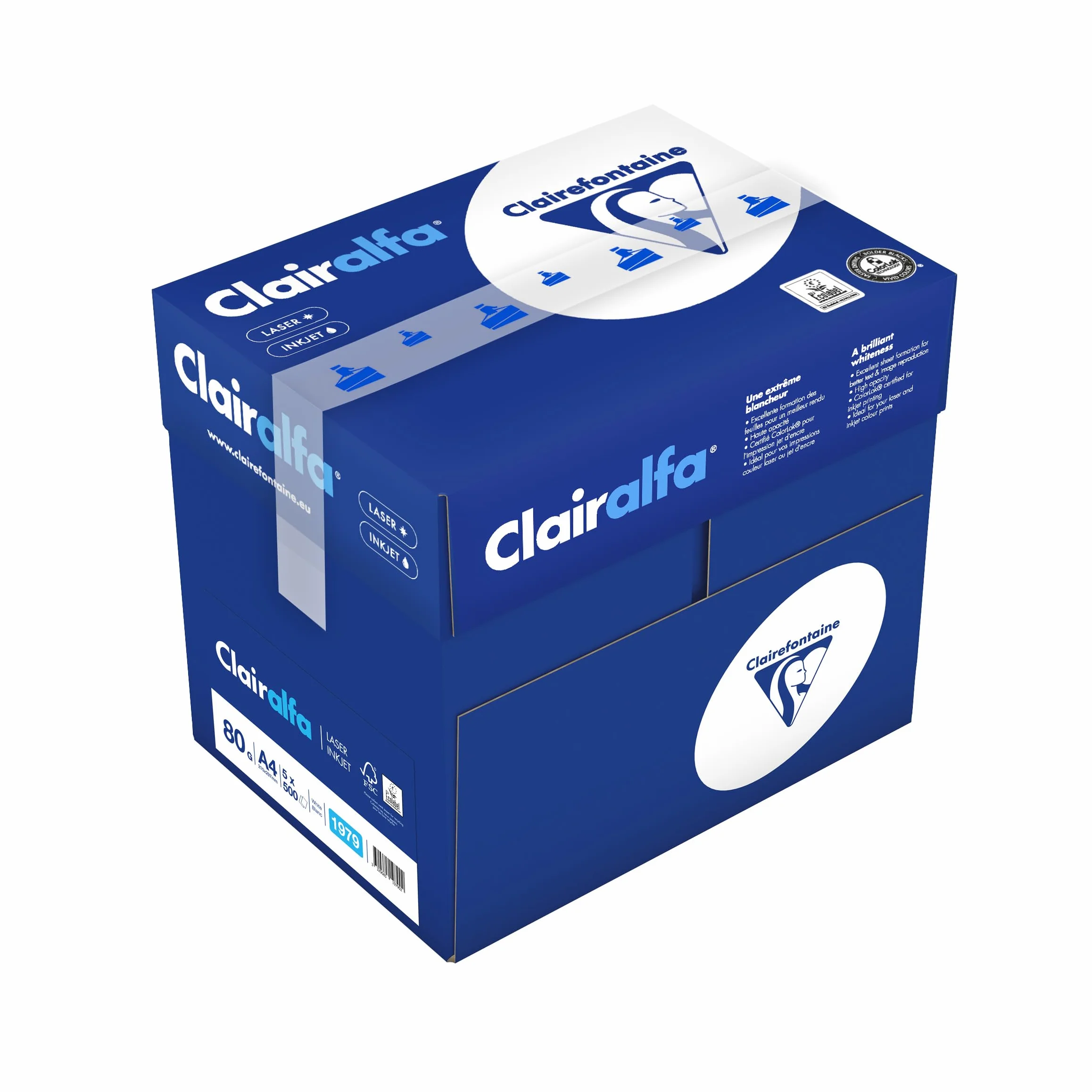 Clairefontaine Papier A4 Clairalfa 80 g/m² 2500 feuilles Blanc 171 CIE