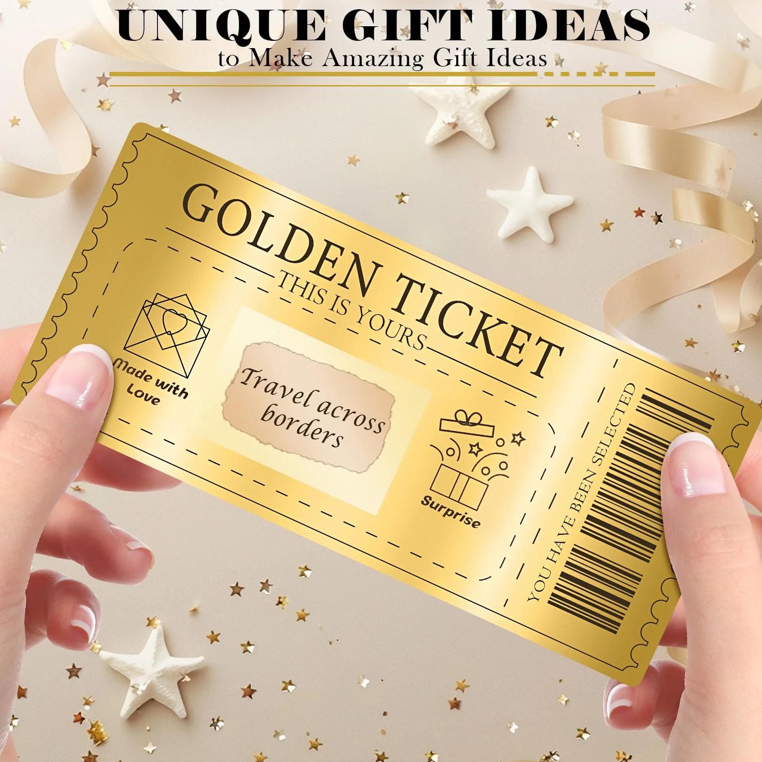 Carte À Gratter Personnalisable Golden Ticket 6 Set Avec Enveloppe
