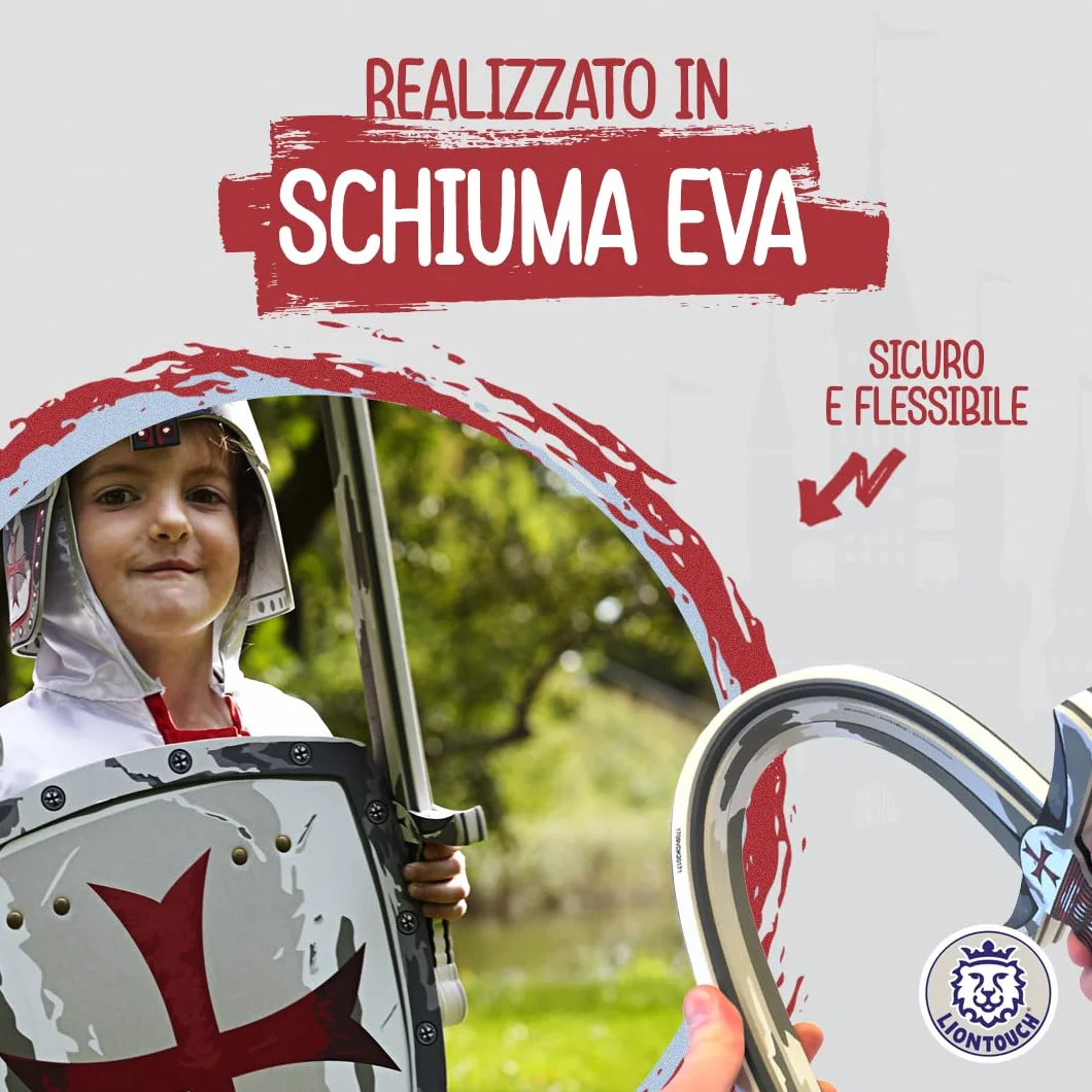 Liontouch Épée et Bouclier Chevalier Maltais 3-8 Ans Ensemble Imitation Médiévale Croix Rouge Armes Sûres Déguisement Garçons