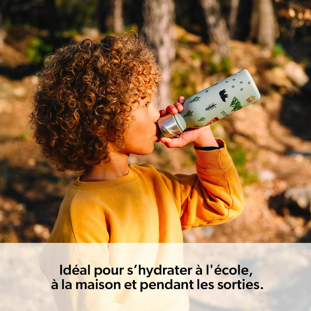 Gourde Enfant Isotherme 350ml Inox Tilleul Bouchon Pipette 24h Froid 12h Chaud Etanche Sans BPA