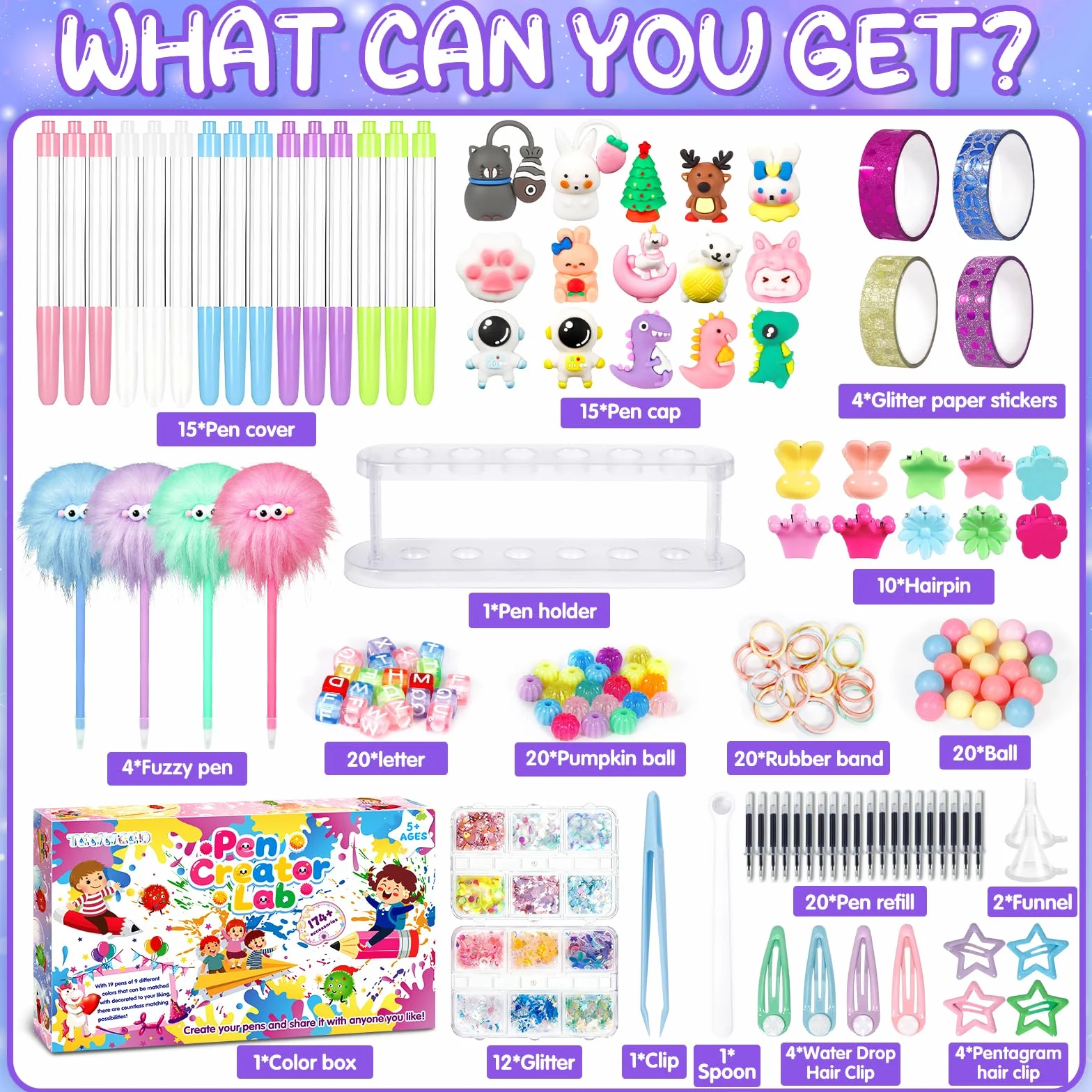 Kit de Création Stylo avec 170+ Accessoires, Atelier des Stylos Personnalisé, Activité Manuelle Enfants 5-12 Ans